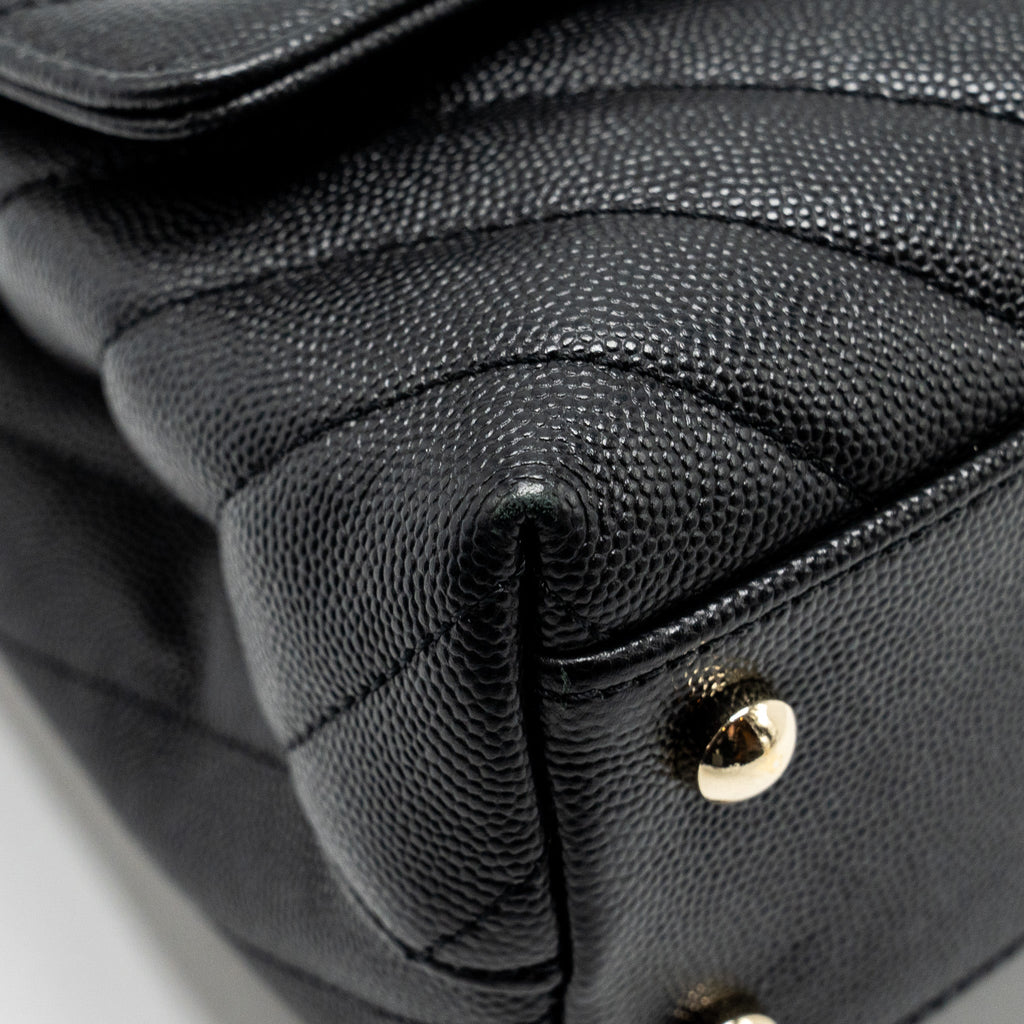 CHANEL SMALL COCO HANDLE CHEVRON CAVIAR BLACK LGHW