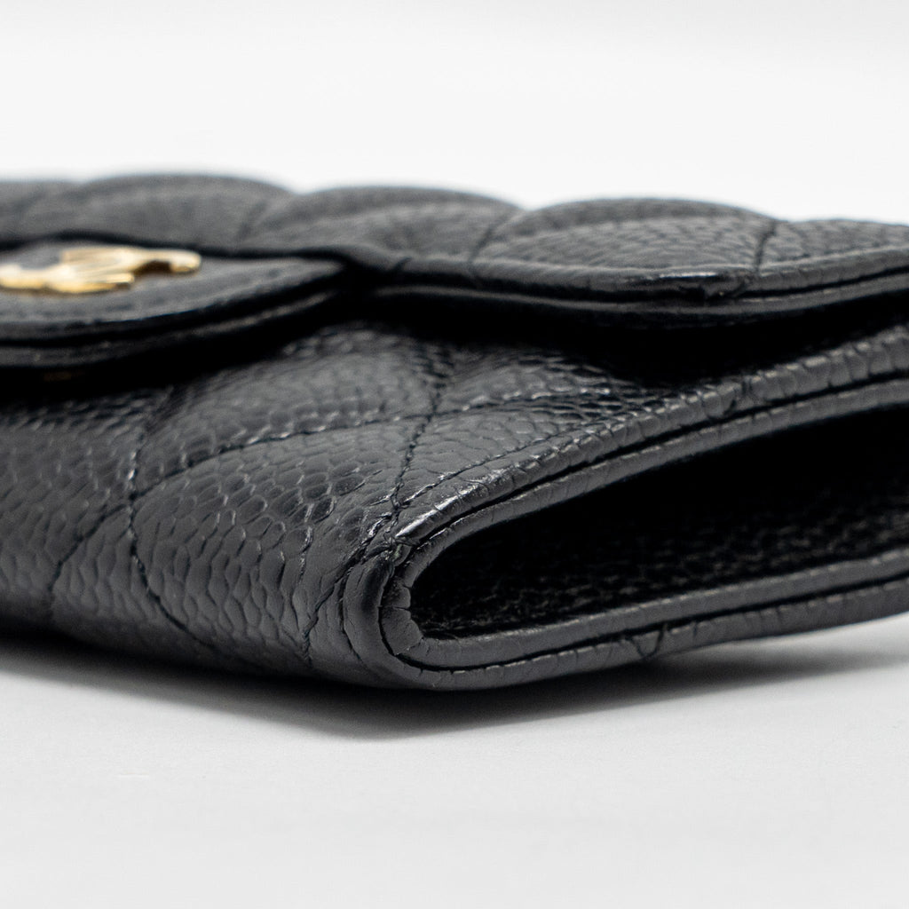 CHANEL CLASSIC FLAP CARD HOLDER CAVIAR BLACK GHW (MICROCHIP)