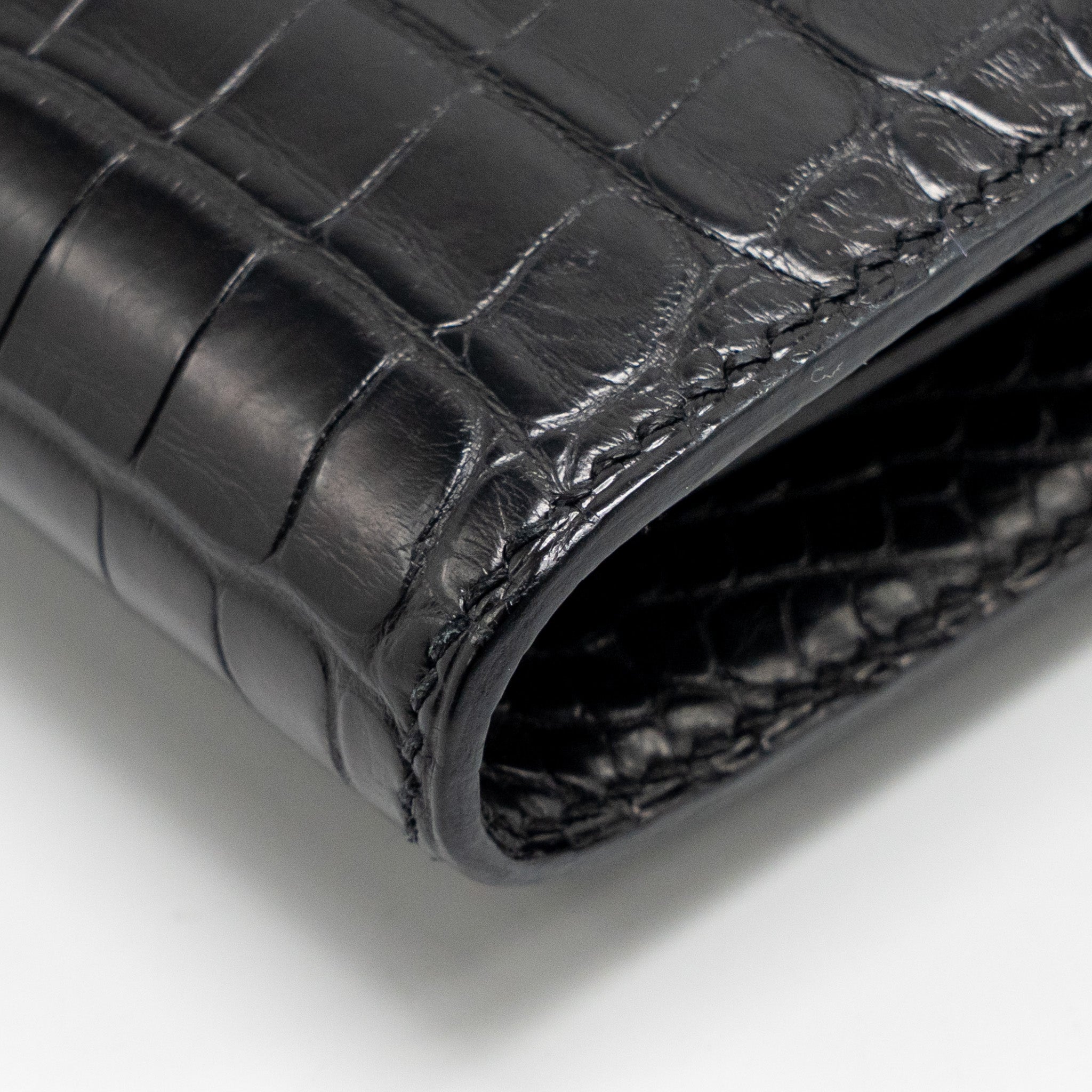 HERMES CONSTANCE WALLET ALLIGATOR MISSISSIPPIENSIS BLACK SHW