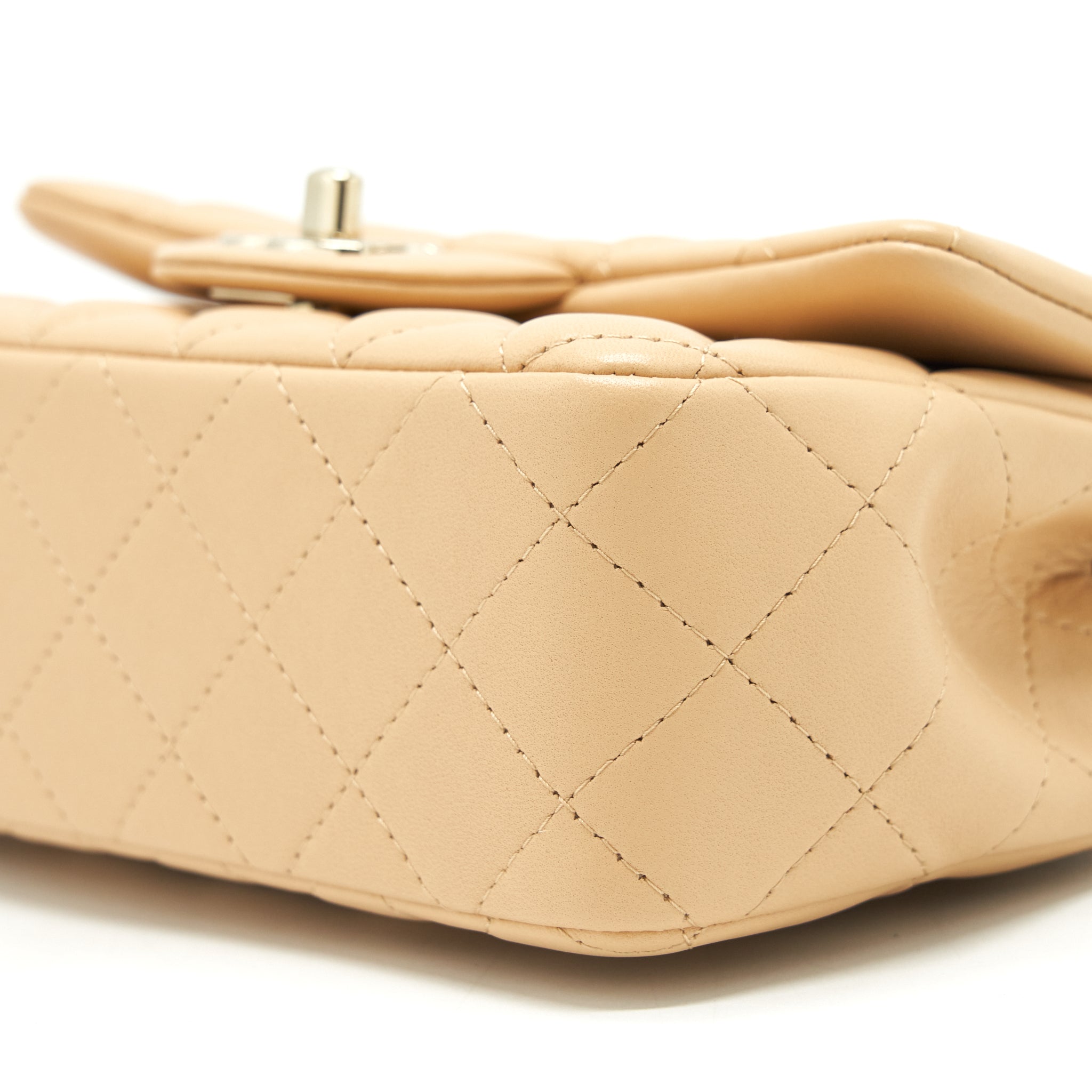 CHANEL MINI RECTANGULAR LAMBSKIN BEIGE LGHW(MICROCHIP)