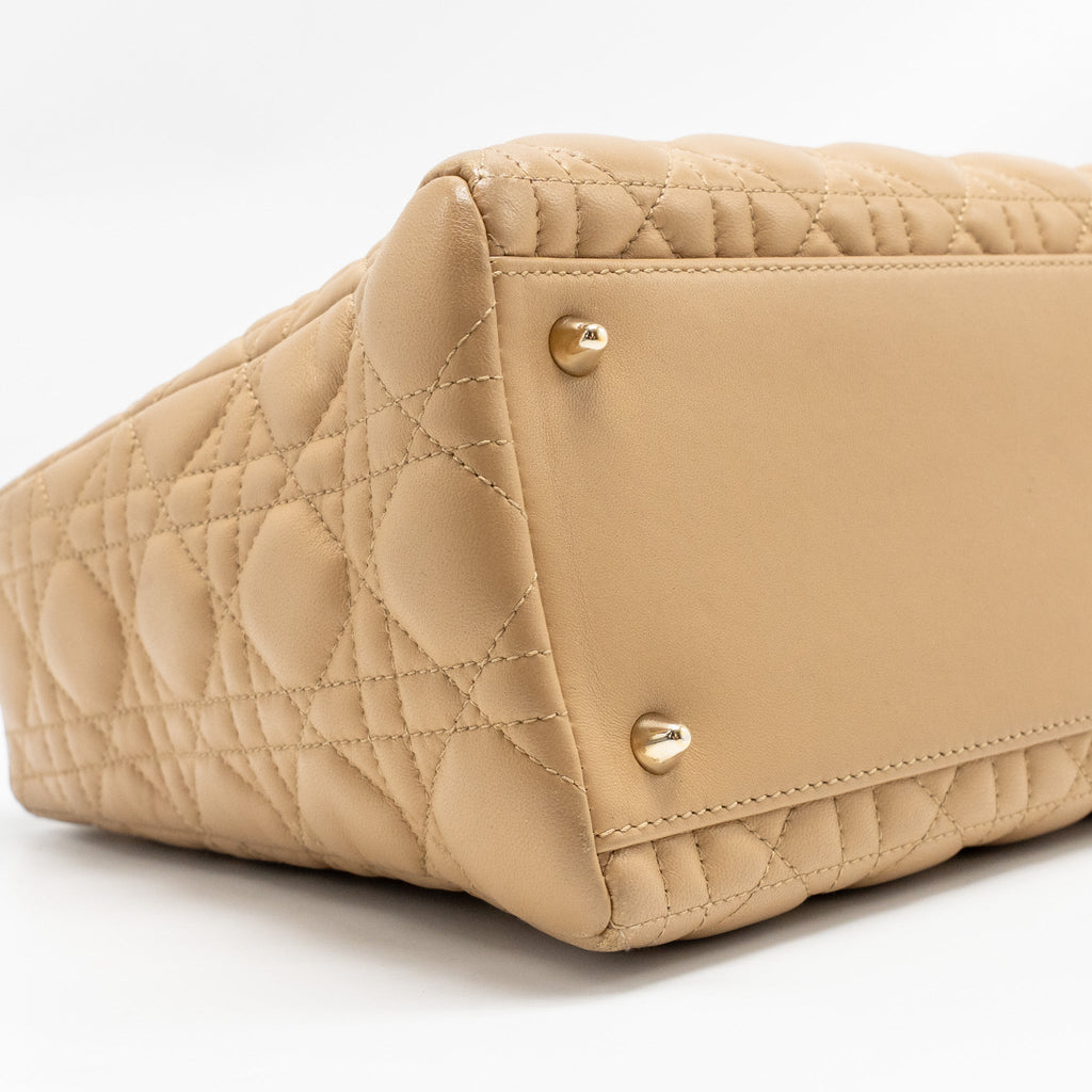 DIOR MEDIUM LADY DIOR LAMBSKIN BEIGE LGHW