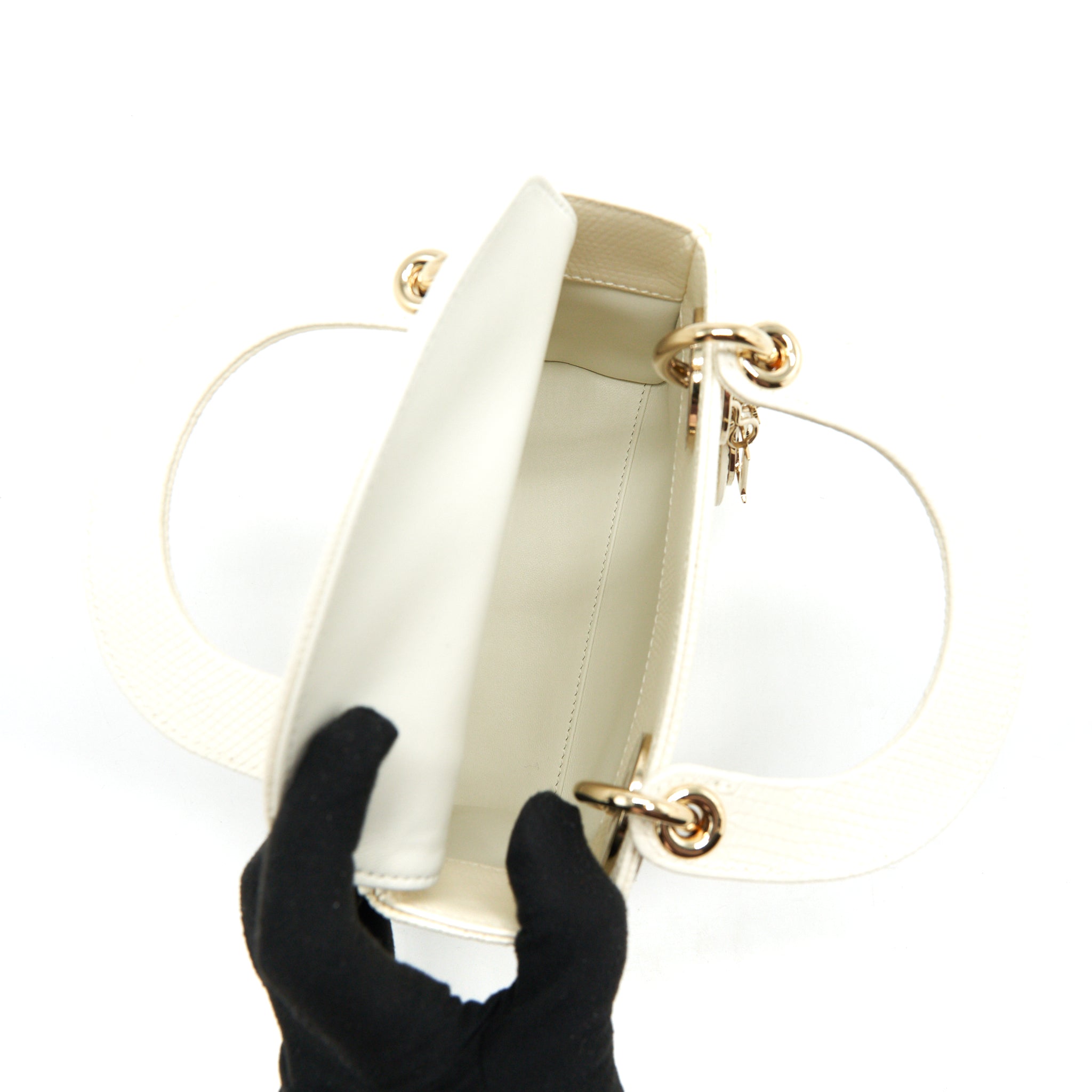 DIOR LIZARD MINI LADY DIOR WHITE  LGHW