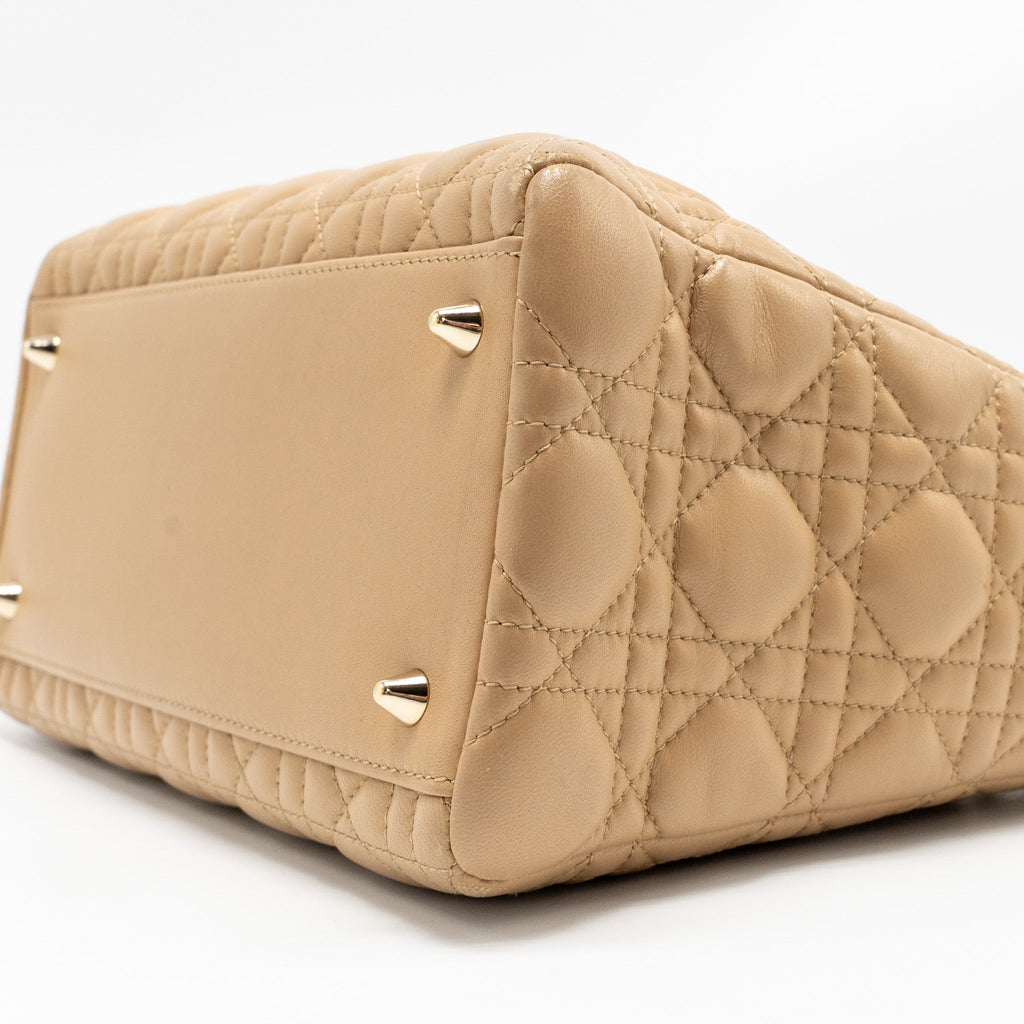 DIOR MEDIUM LADY DIOR LAMBSKIN BEIGE LGHW