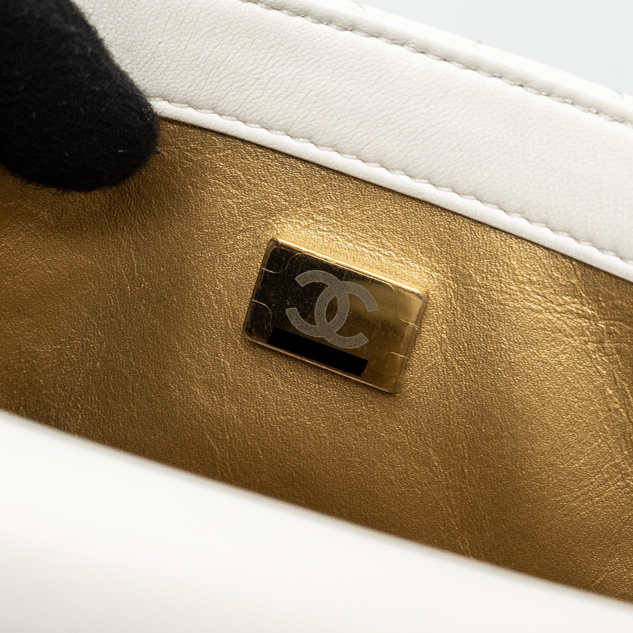 CHANEL PEARL CRUSH MINI SQUARE FLAP BAG LAMBSKIN WHITE GHW (MICROCHIP)