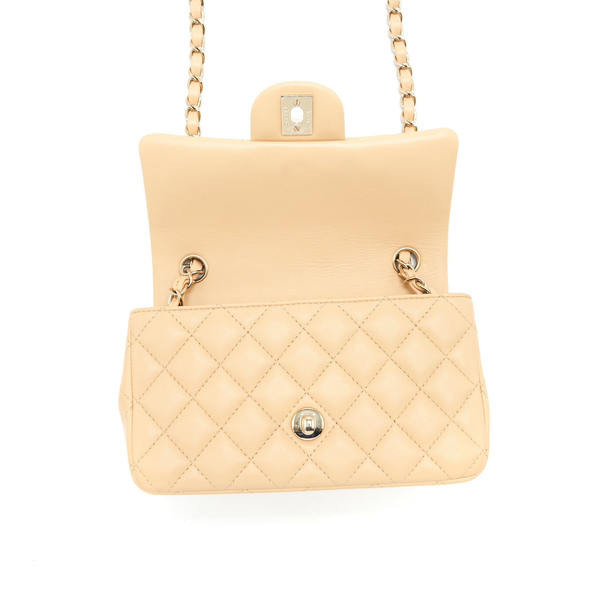 CHANEL MINI RECTANGULAR LAMBSKIN BEIGE LGHW(MICROCHIP)
