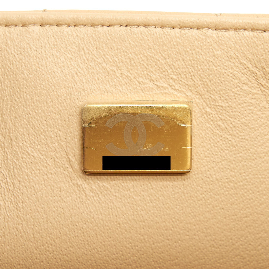 CHANEL MINI RECTANGULAR LAMBSKIN BEIGE LGHW(MICROCHIP)
