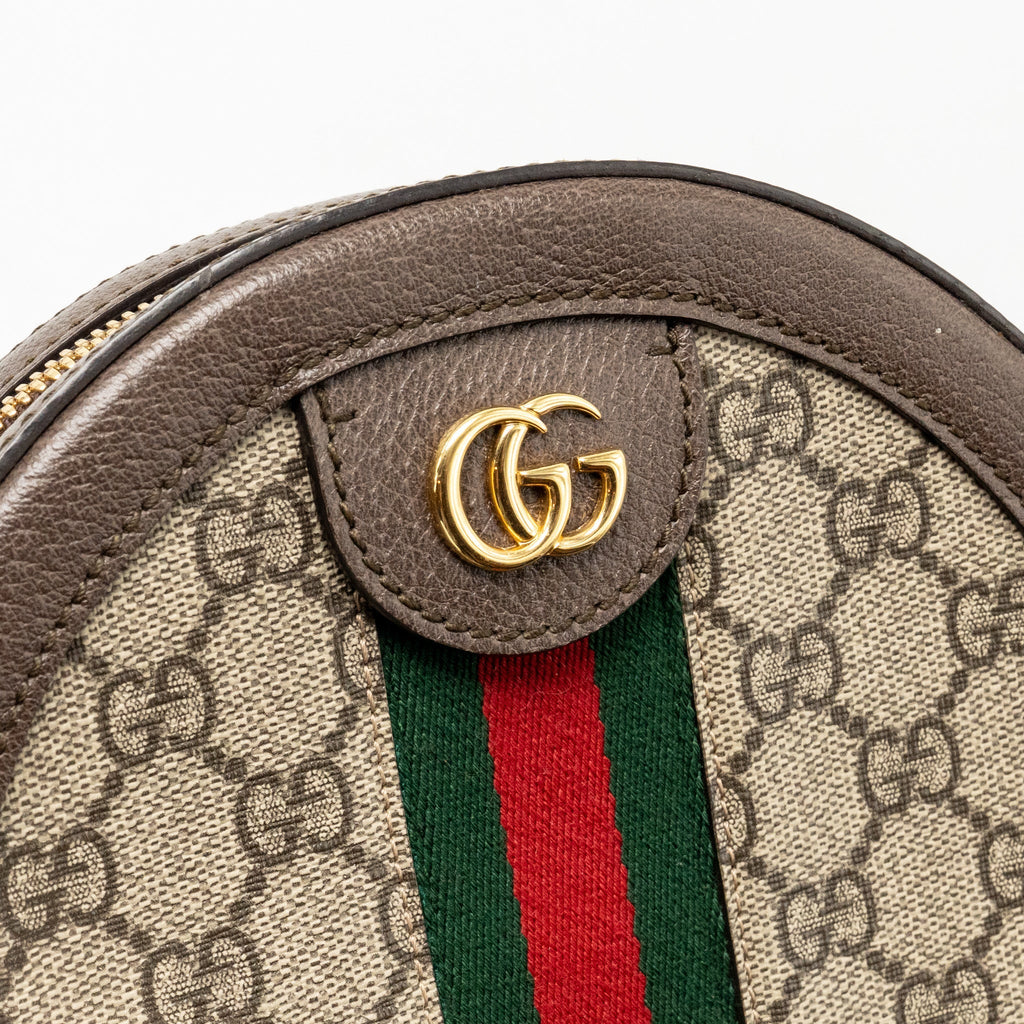 GUCCI OPHIDIA GG ROUND SHOULDER CROSSBODY BAG GG SUPREME CANVAS GHW