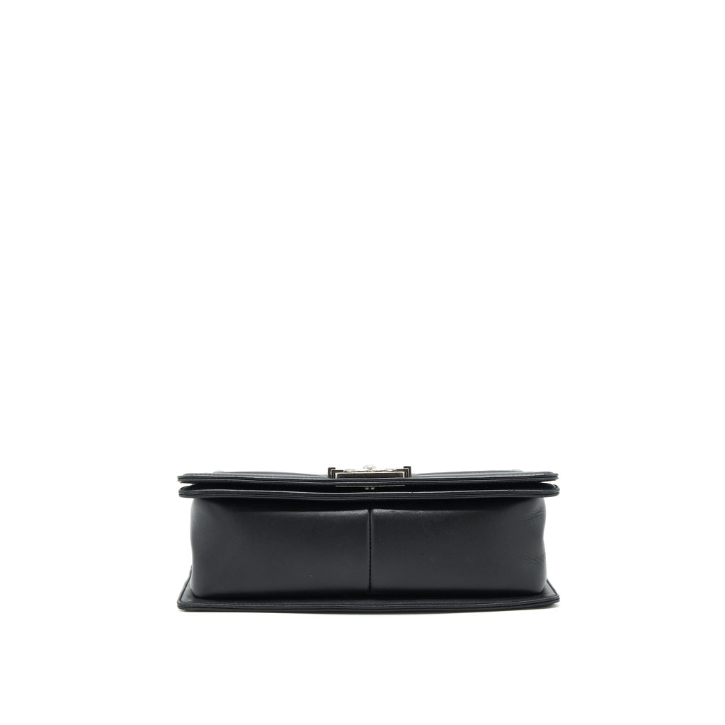 CHANEL MEDIUM BOY BLACK LAMBSKIN RUTHENIUM SHW