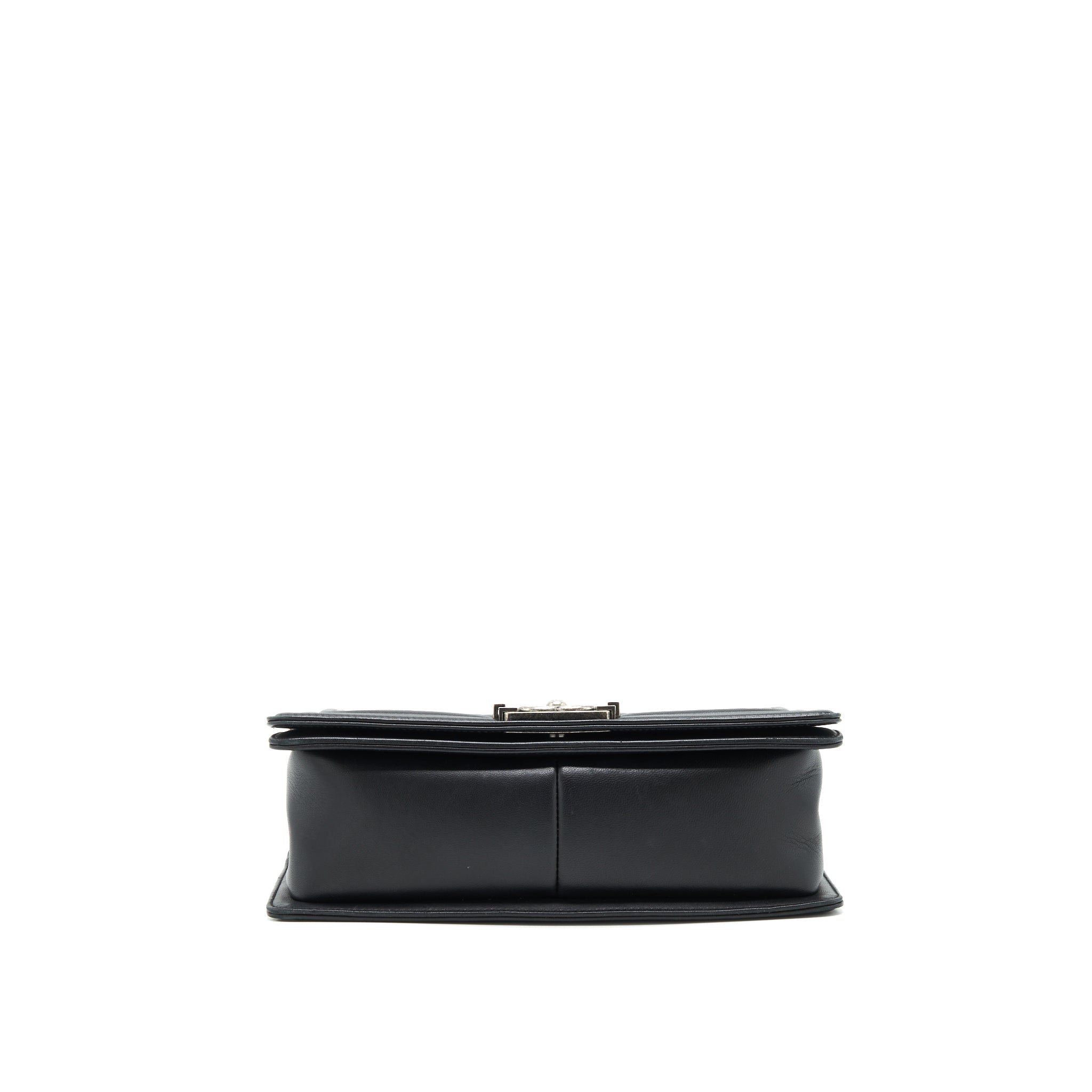 CHANEL MEDIUM BOY BLACK LAMBSKIN RUTHENIUM SHW