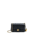 CHANEL PEARL CRUSH MINI RECTANGULAR FLAP BAG LAMBSKIN BLACK BRUSHED GHW
