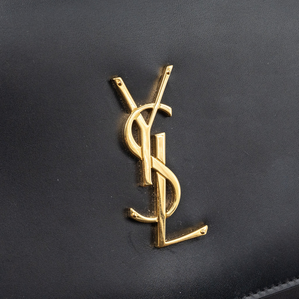 SAINT LAURENT FLAP CHAIN BAG LAMBSKIN BLACK GHW