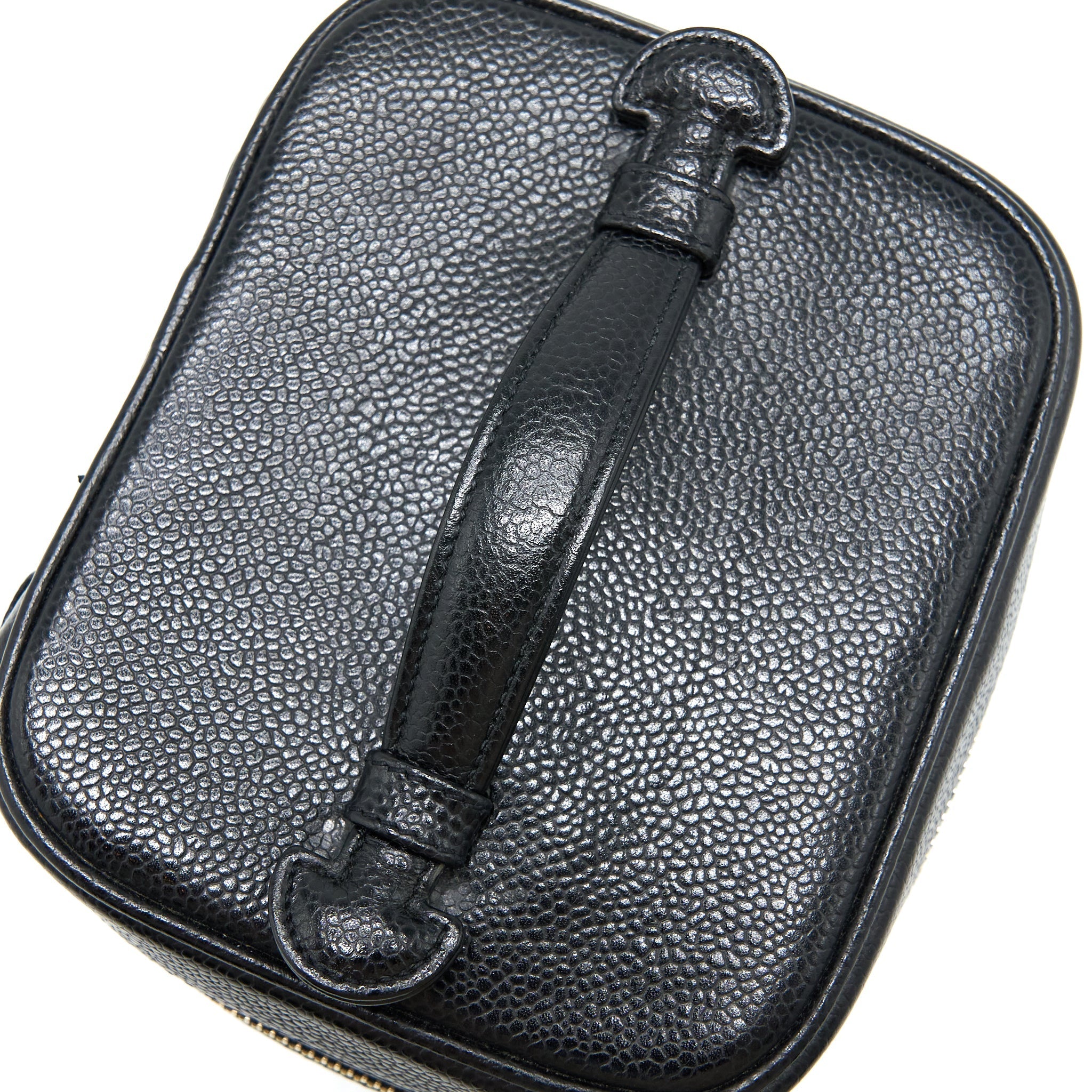 CHANEL VINTAGE VANITY CASE WITH CHAIN CAVIAR BLACK GHW
