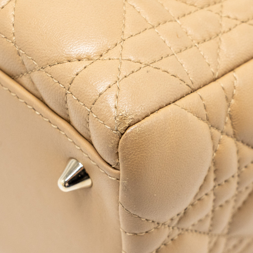 DIOR MEDIUM LADY DIOR LAMBSKIN BEIGE LGHW