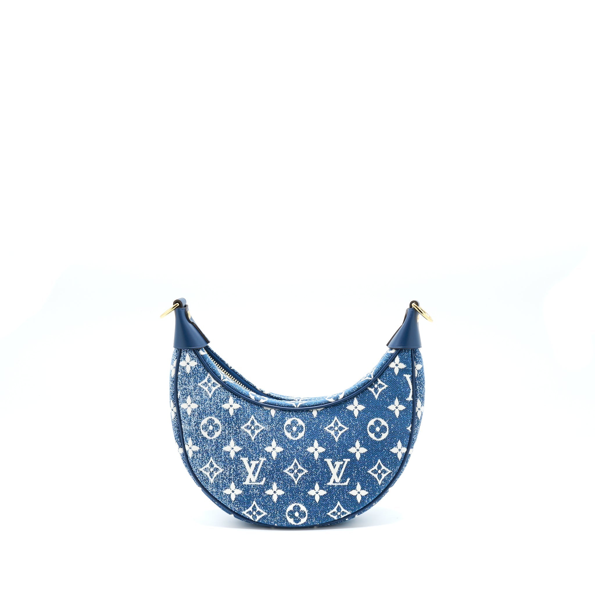 LOUIS VUITTON HALF-MOON LOOP BAGUETTE HANDBAG DENIM BLUE GHW