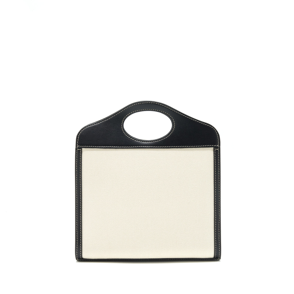 BURBERRY MINI TWO-TONE CANVAS/LEATHER POCKET BAG