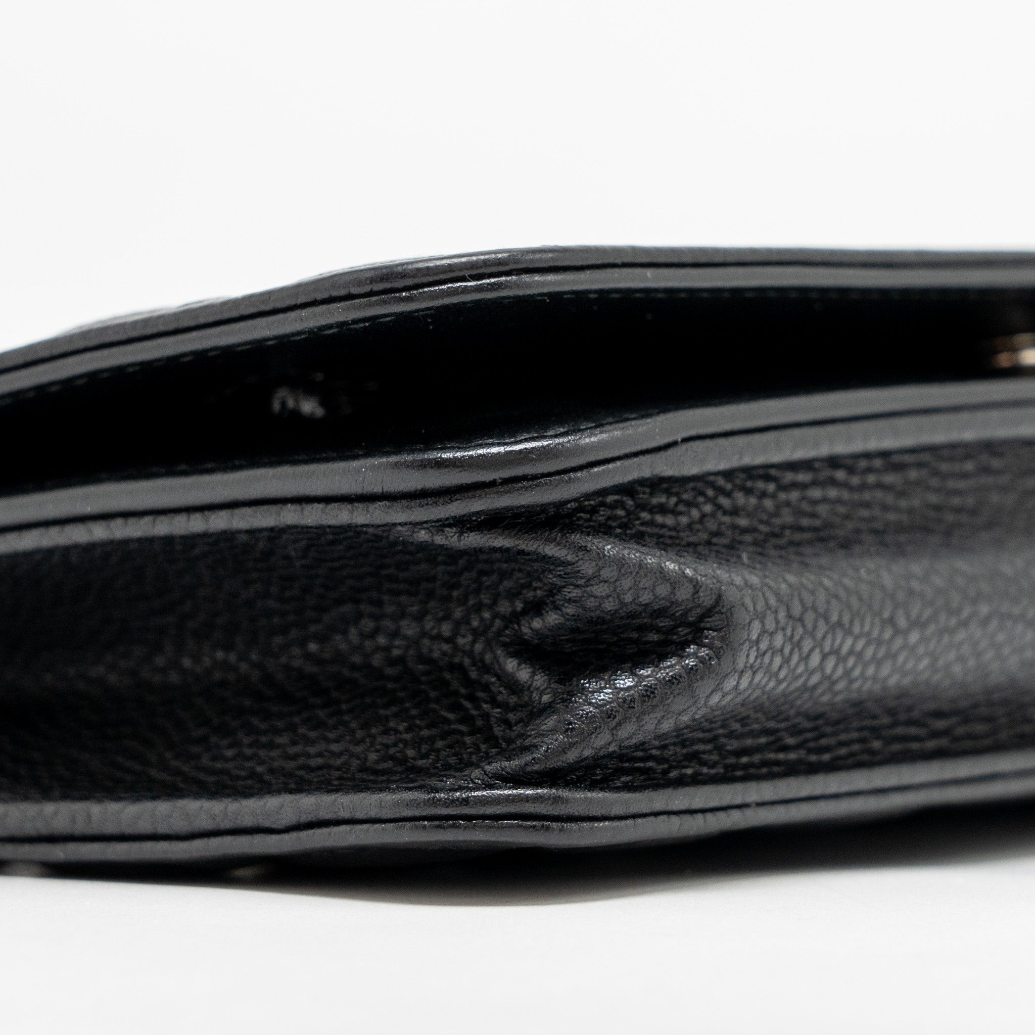 CHANEL QUILTED DIAMOND CC LOGO WALLET ON CHAIN CAVIAR BLACK SHW