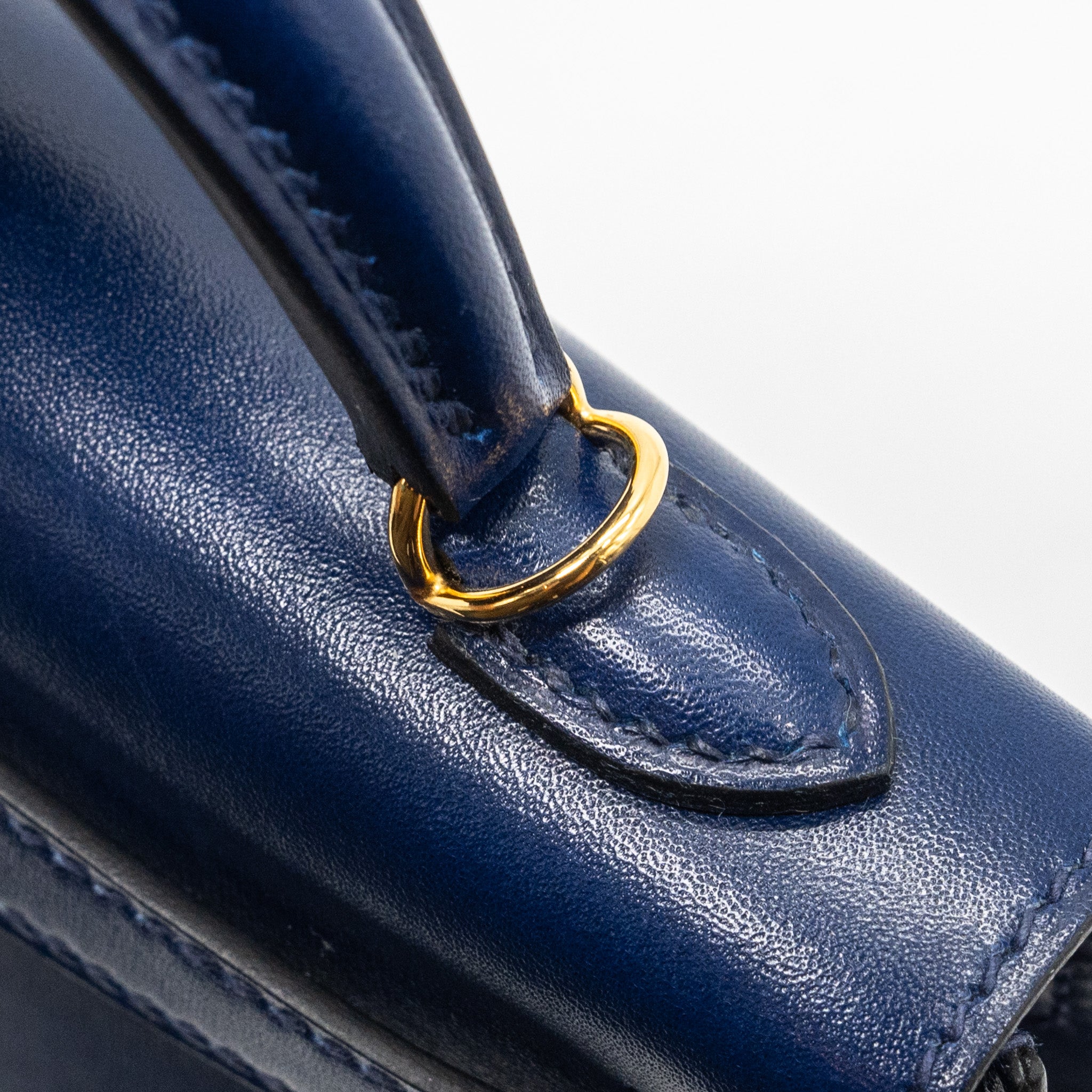 HERMES MINI KELLY II BOX CALFSKIN BLUE SAPHIR GHW