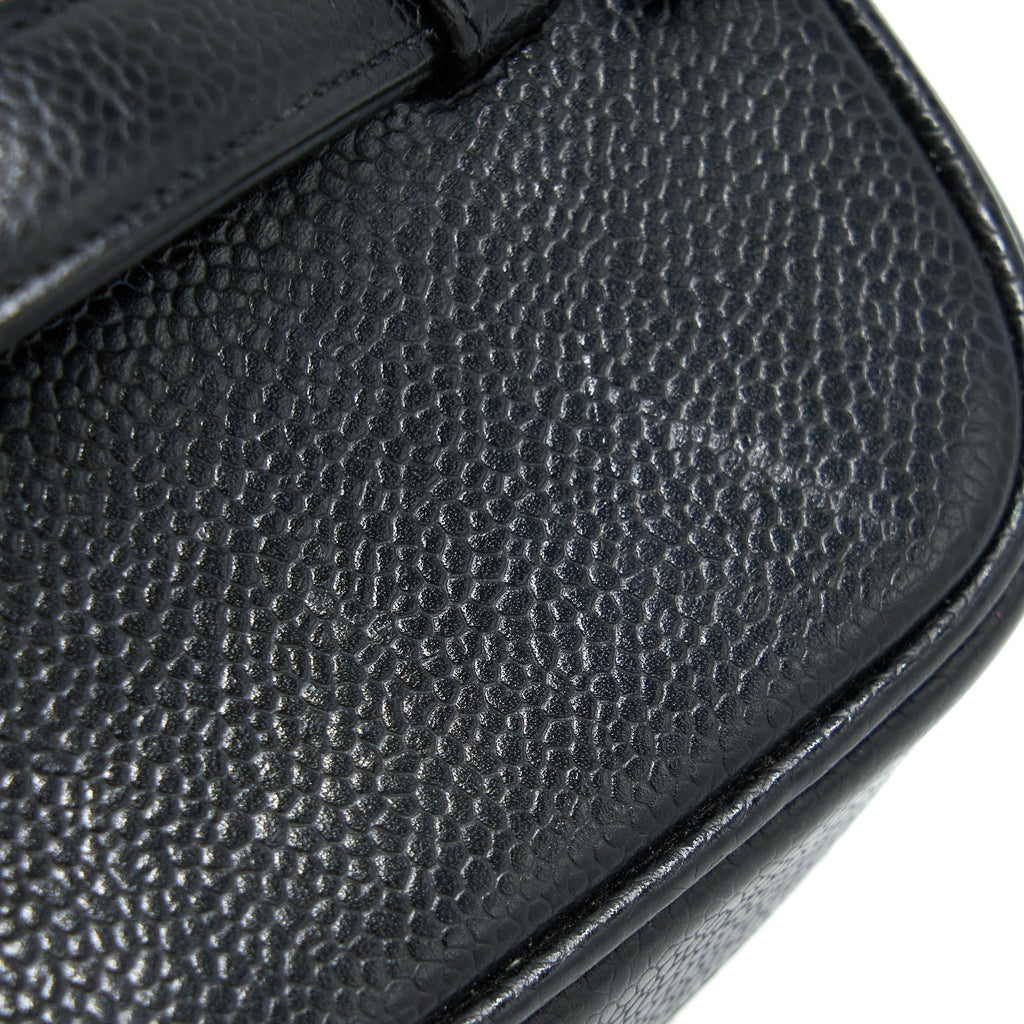 CHANEL VINTAGE VANITY CASE WITH CHAIN CAVIAR BLACK GHW