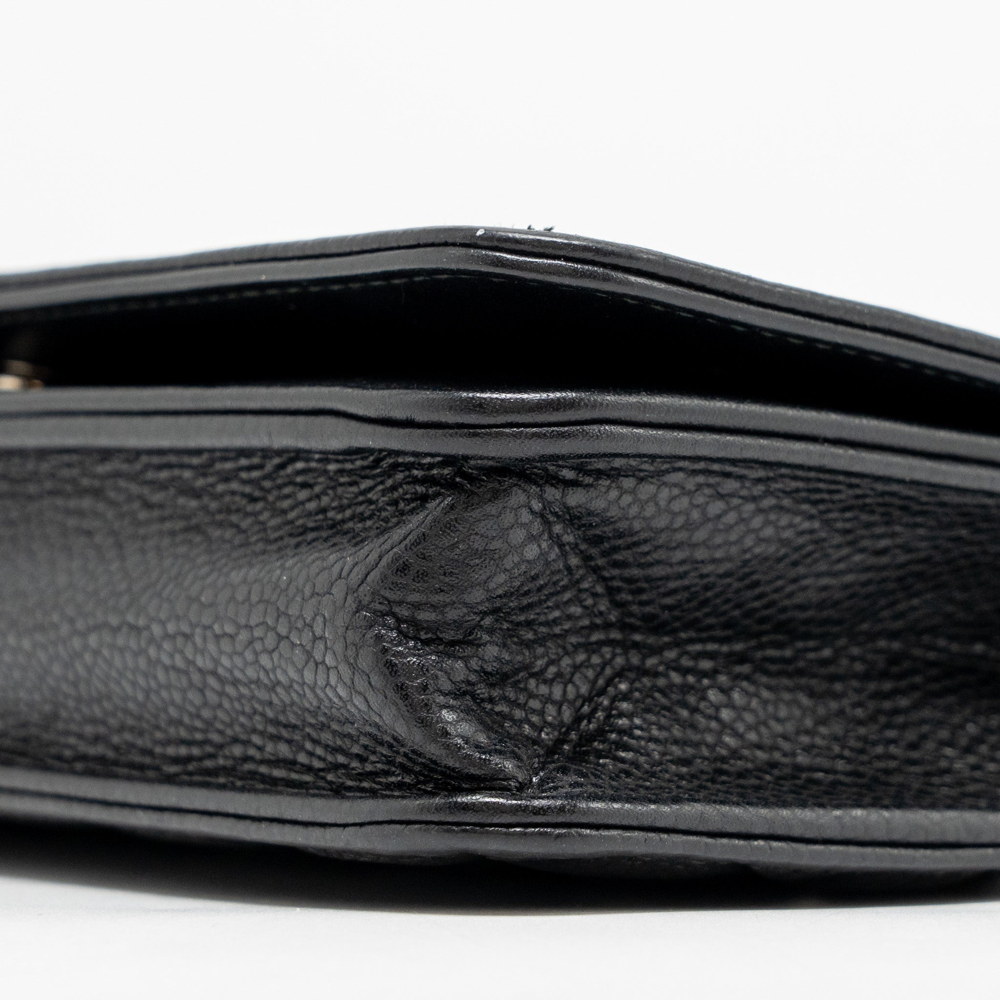 CHANEL QUILTED DIAMOND CC LOGO WALLET ON CHAIN CAVIAR BLACK SHW