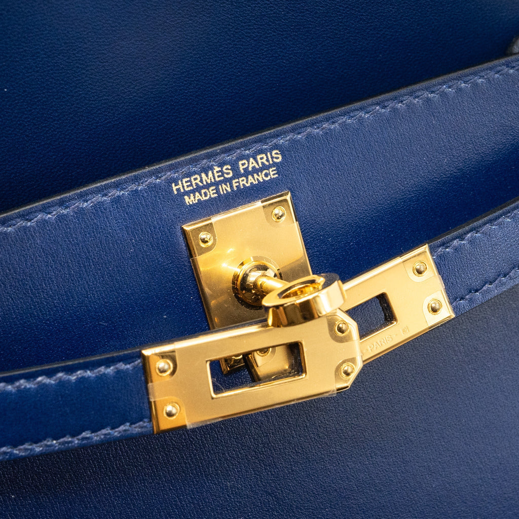 HERMES MINI KELLY II BOX CALFSKIN BLUE SAPHIR GHW