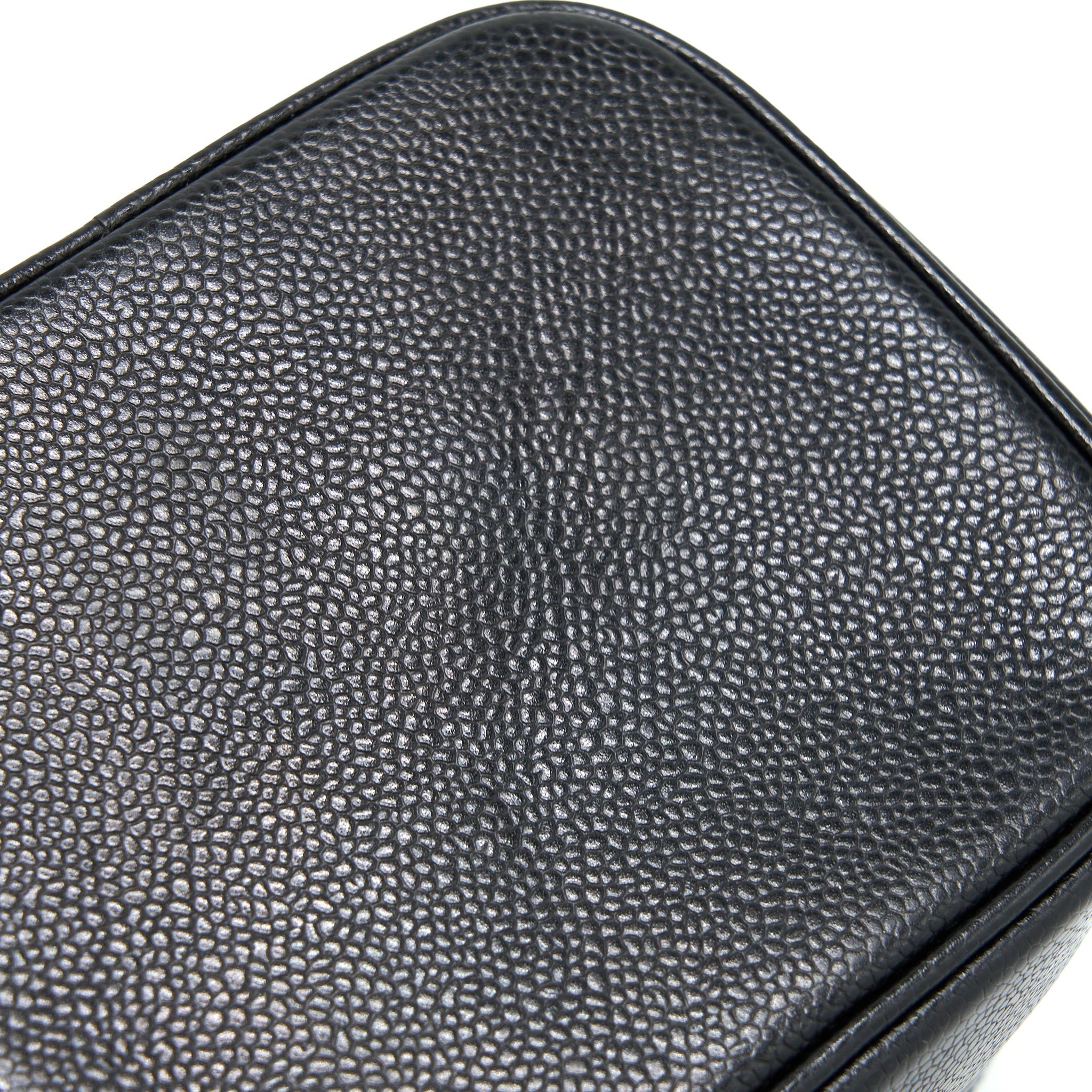 CHANEL VINTAGE VANITY CASE WITH CHAIN CAVIAR BLACK GHW