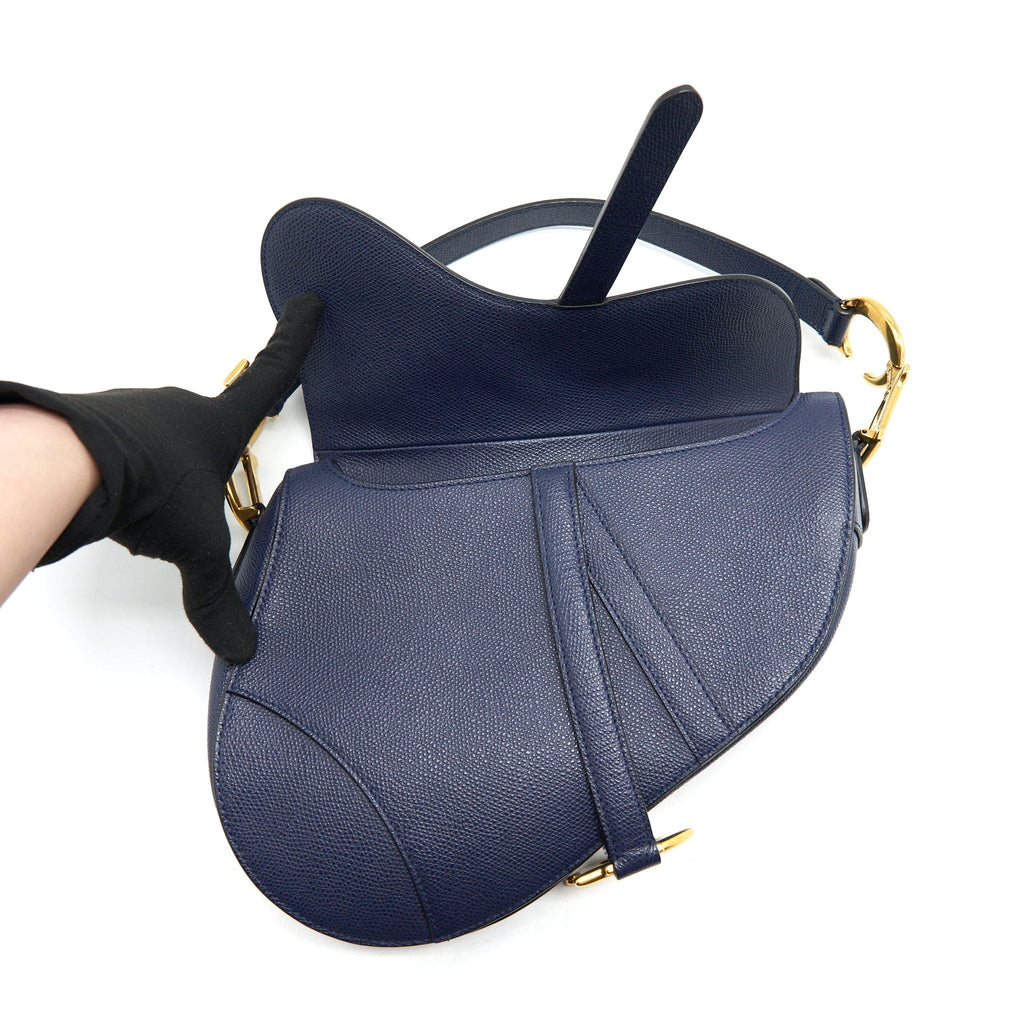 CHRISTIAN DIOR MEDIUM SADDLE BAG INDIGO BLUE