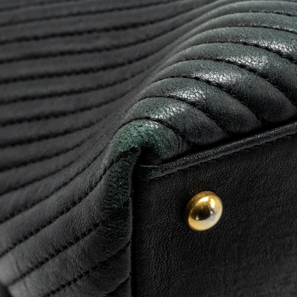 CHANEL CHEVRON SHOPPING TOTE BAG GOATSKIN BLACK GHW