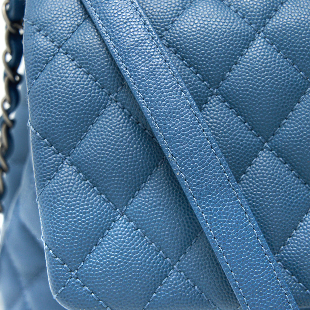 CHANEL MEDIUM COCO HANDLE CAVIAR BLUE RUTHENIUM SHW