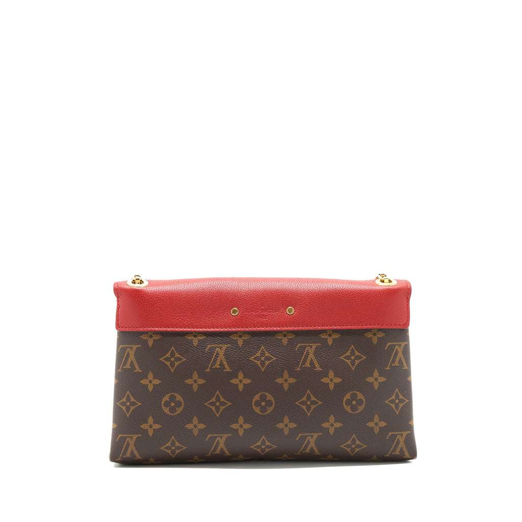 LOUIS VUITTON PALLAS CHAIN HANDBAG MONOGRAM CANVAS RED