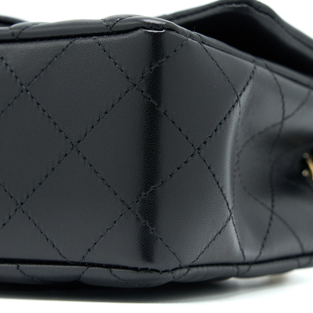 CHANEL CLASSIC MINI RECTANGULAR FLAP BAG LAMBSKIN BLACK LGHW (MICROCHIP)