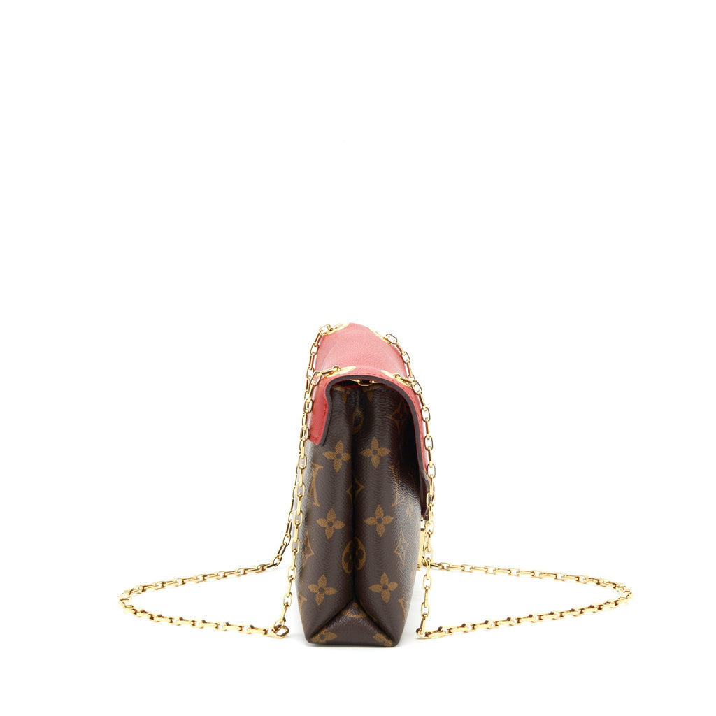 LOUIS VUITTON PALLAS CHAIN HANDBAG MONOGRAM CANVAS RED