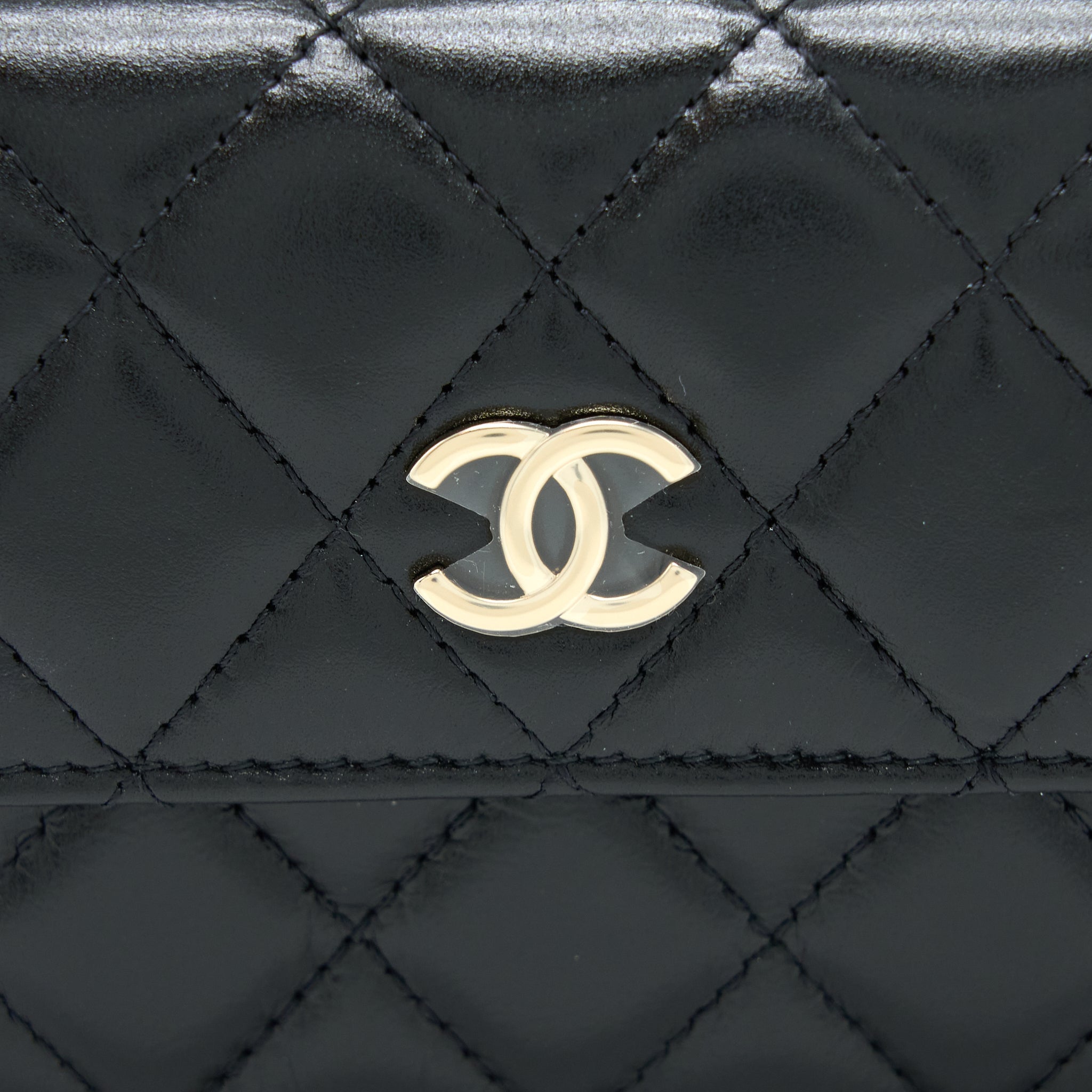 CHANEL MINI FLAP BAG WITH GIANT PEARL CHAIN LAMBSKIN BLACK LGHW