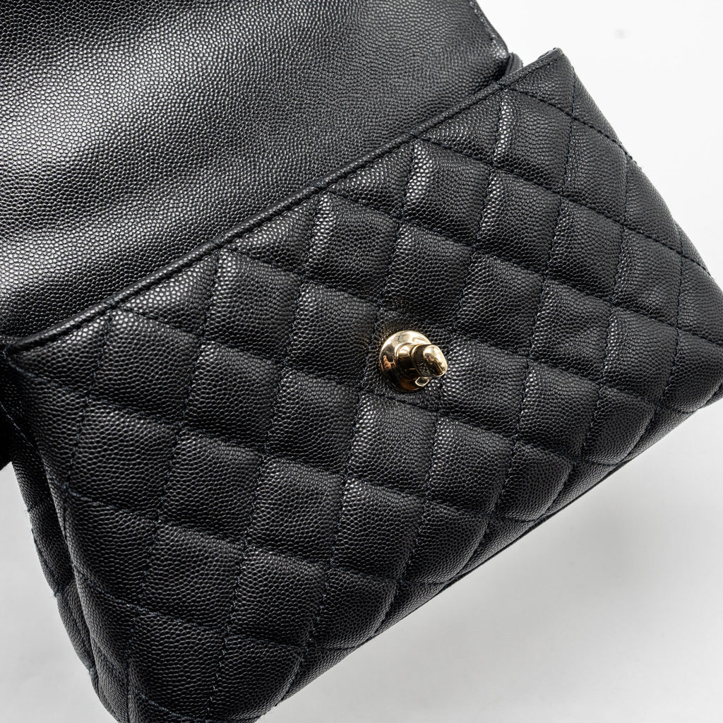 CHANEL SMALL COCO HANDLE CAVIAR BLACK LGHW (MICROCHIP)