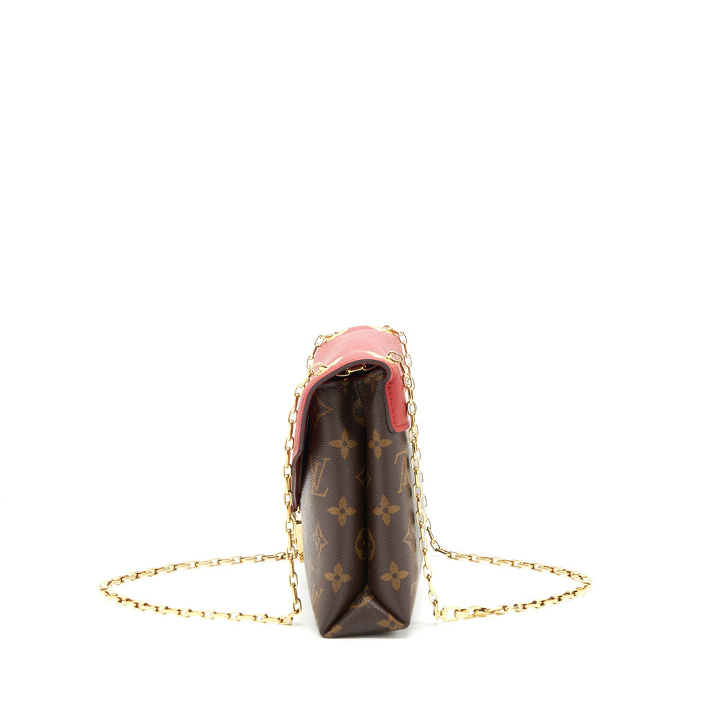 LOUIS VUITTON PALLAS CHAIN HANDBAG MONOGRAM CANVAS RED