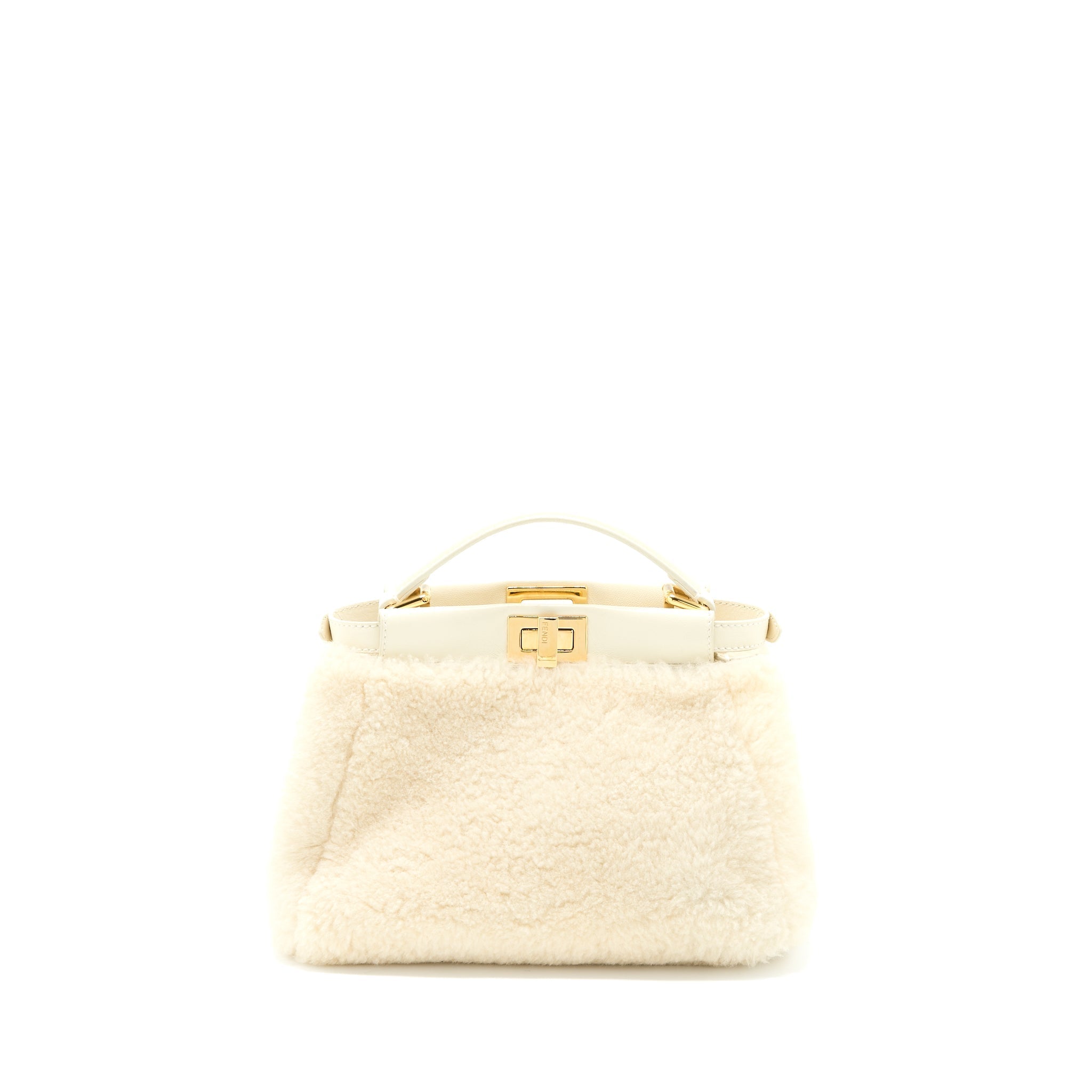 FENDI MINI PEEKABOO BAG MONTONE LISCIO LAMBSKIN WHITE GHW