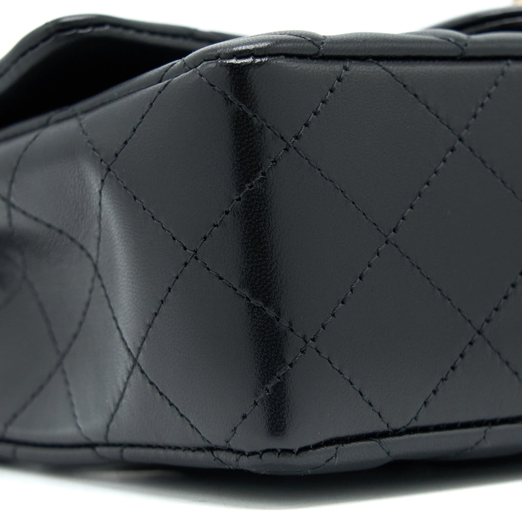 CHANEL CLASSIC MINI RECTANGULAR FLAP BAG LAMBSKIN BLACK LGHW (MICROCHIP)