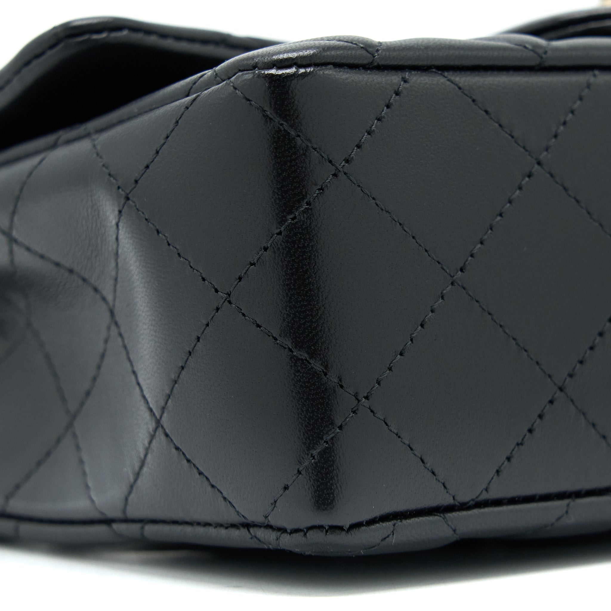 CHANEL CLASSIC MINI RECTANGULAR FLAP BAG LAMBSKIN BLACK LGHW (MICROCHIP)