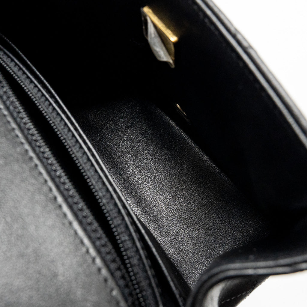 CHANEL MINI SQUARE FLAP BAG LAMBSKIN BLACK LGHW (MICROCHIP)