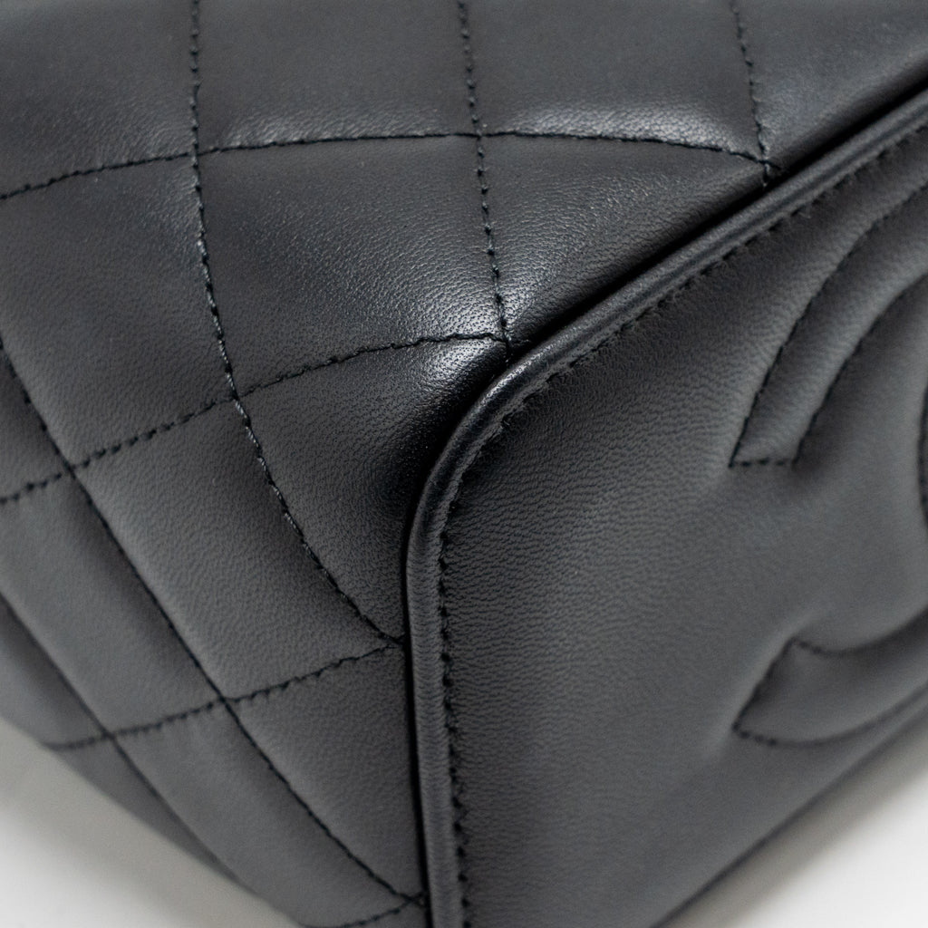 CHANEL TOP HANDLE LONG VANITY CASE WITH CHAIN LAMBSKIN BLACK LGHW (MICROCHIP)