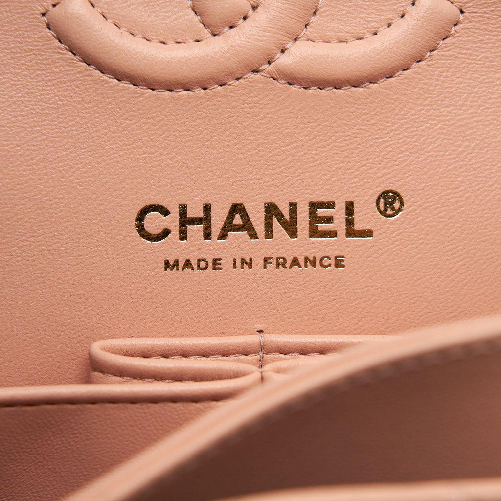 CHANEL SMALL CLASSIC DOUBLE FLAP BAG LAMBSKIN PINK LGHW
