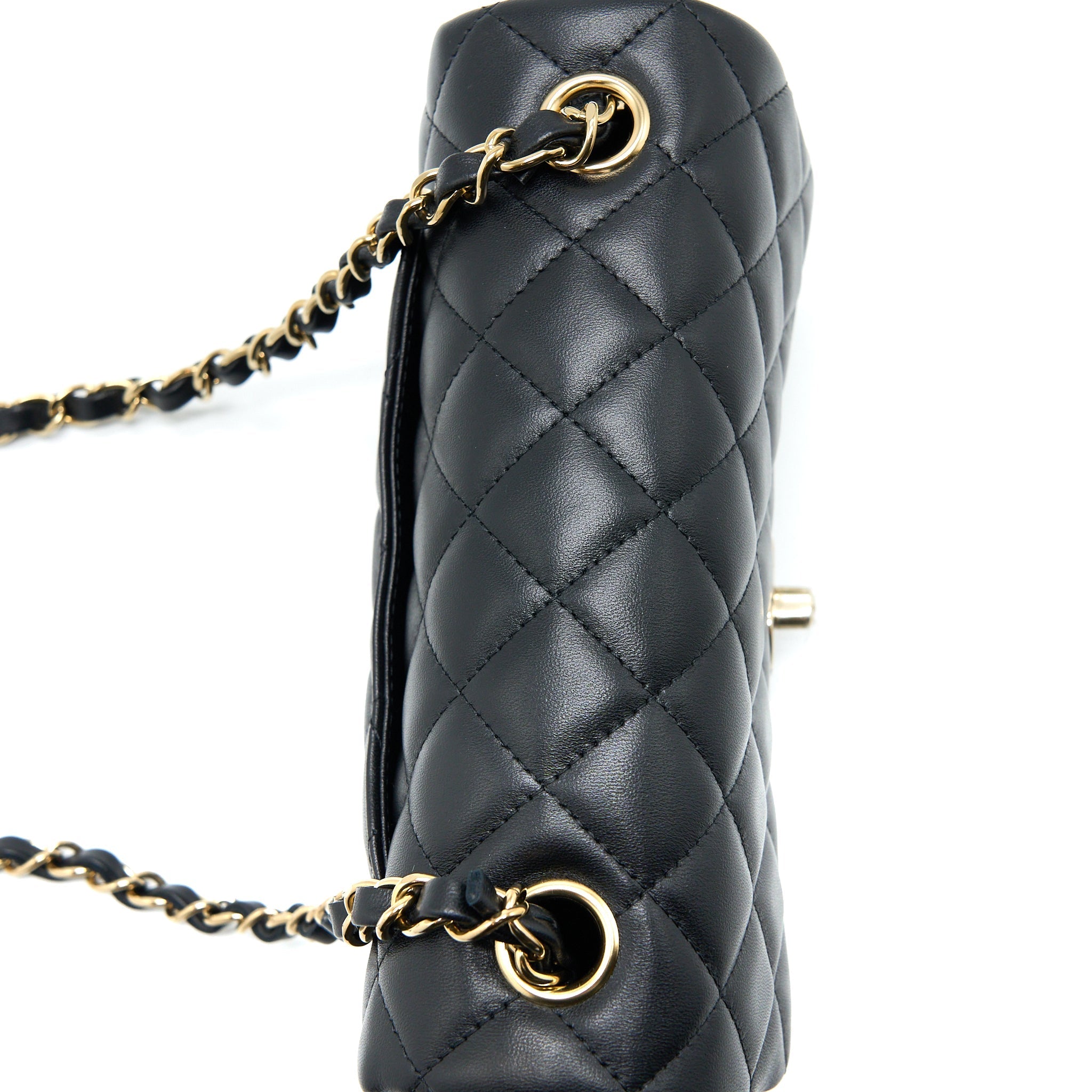 CHANEL CLASSIC MINI RECTANGULAR FLAP BAG LAMBSKIN BLACK LGHW (MICROCHIP)
