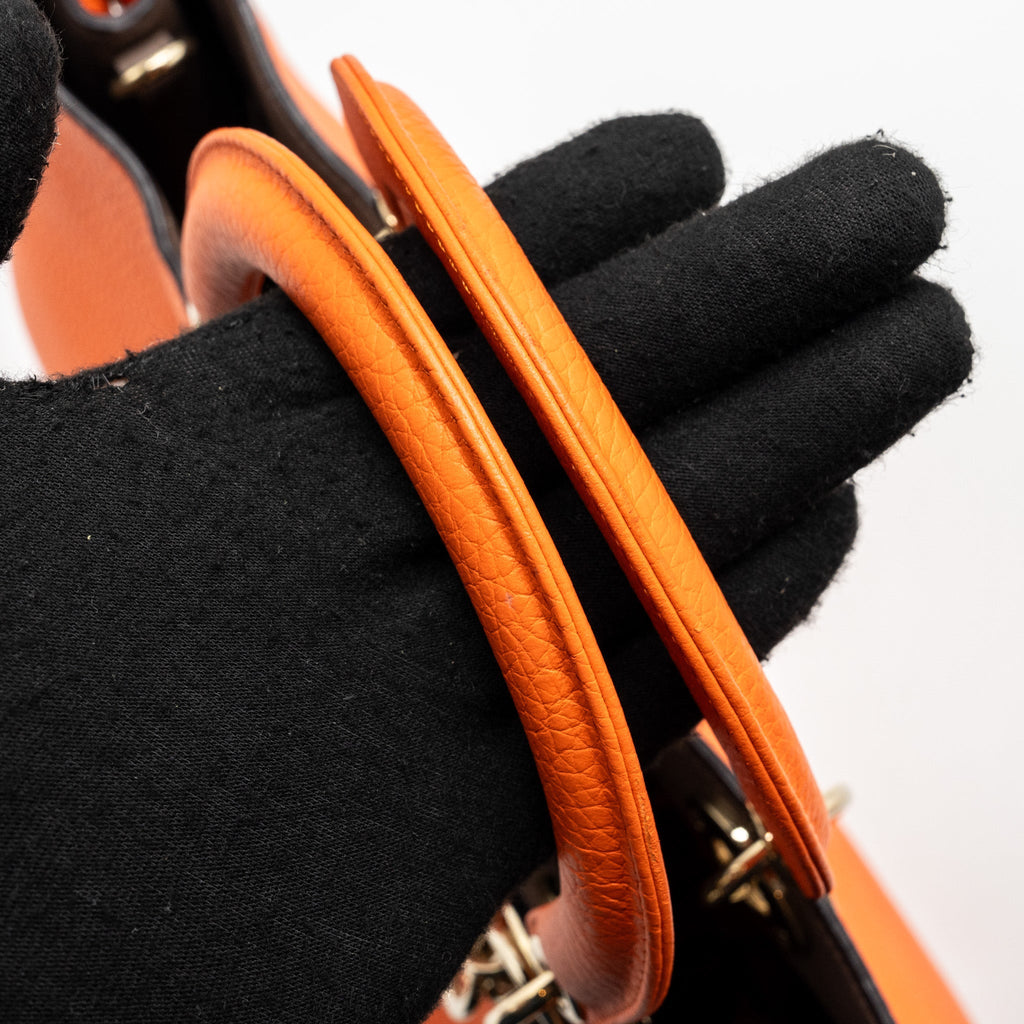 DIOR LARGE DIORISSIMO TOTE BAG CALFSKIN MULTICOLOR ORANGE / BROWN GHW