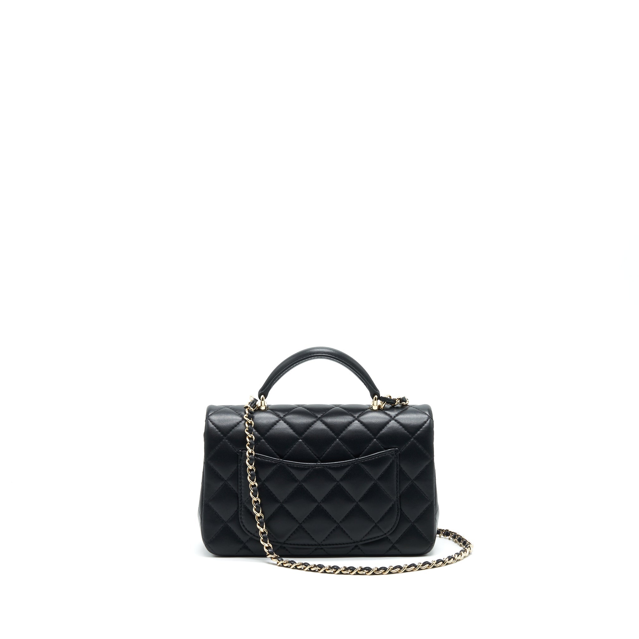 CHANEL 21K TOP HANDLE MINI RECTANGULAR FLAP BAG BLACK LGHW