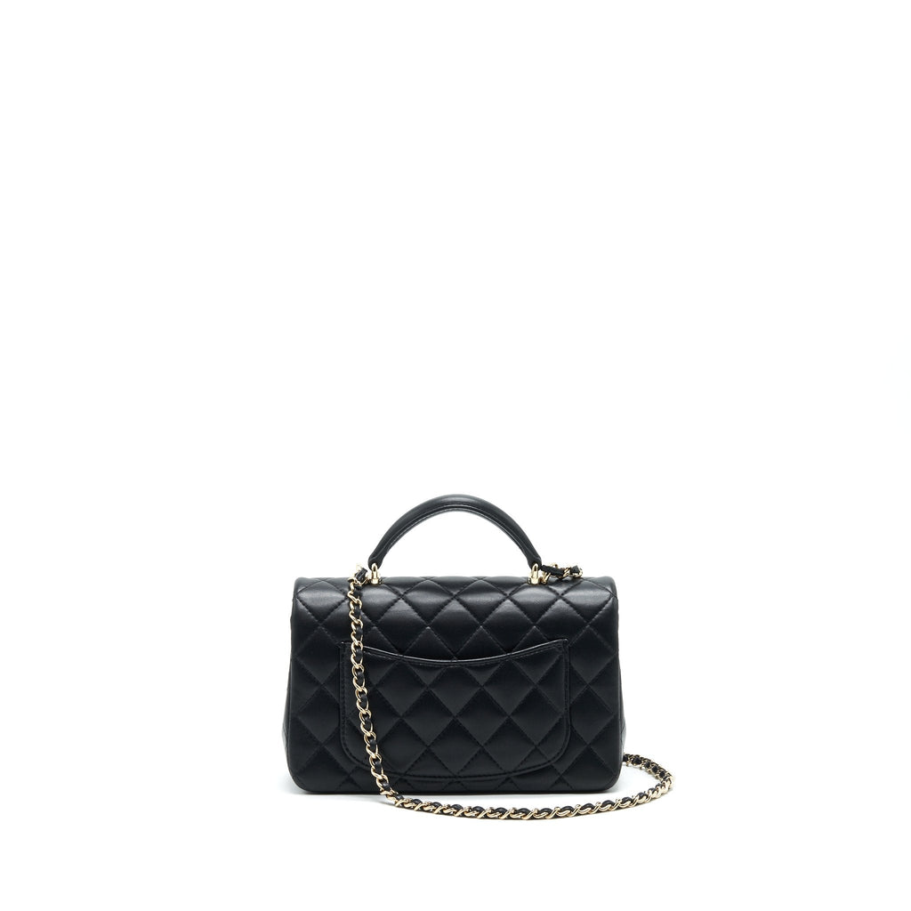 CHANEL 21K TOP HANDLE MINI RECTANGULAR FLAP BAG BLACK GHW