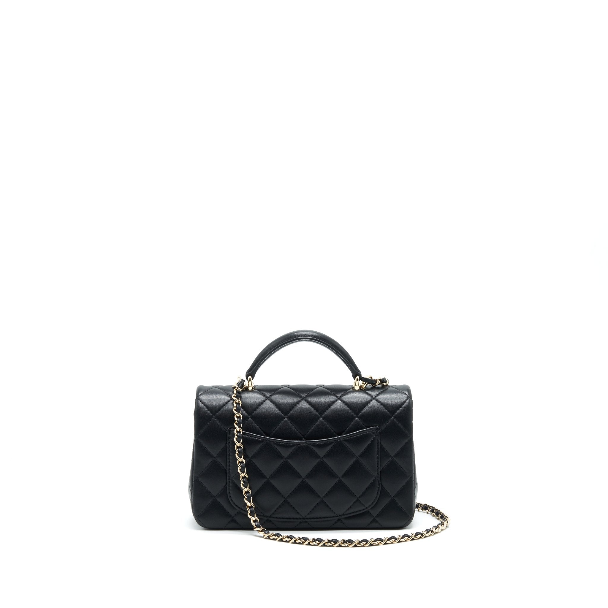 CHANEL 21K TOP HANDLE MINI RECTANGULAR FLAP BAG BLACK GHW