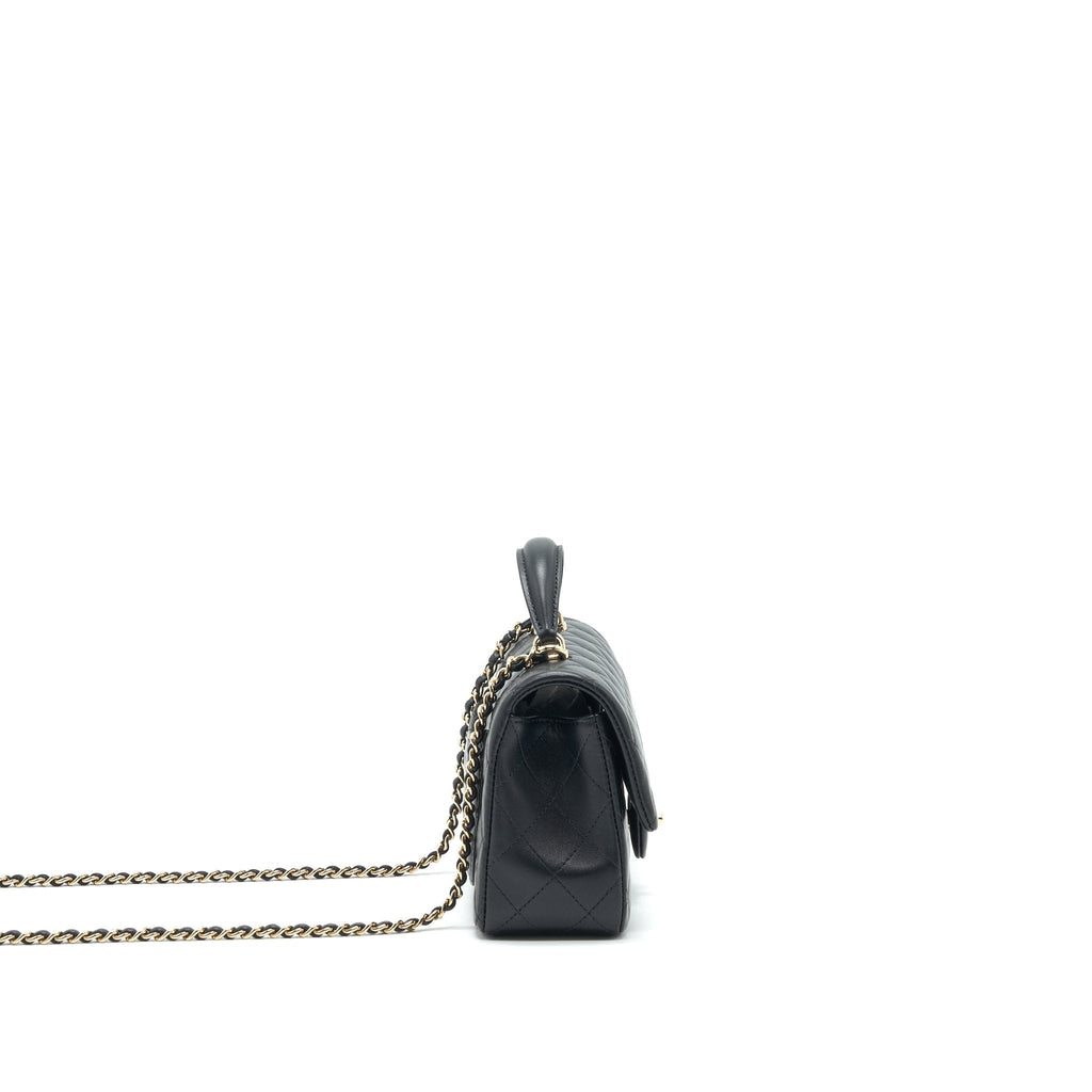 CHANEL 21K TOP HANDLE MINI RECTANGULAR FLAP BAG BLACK GHW