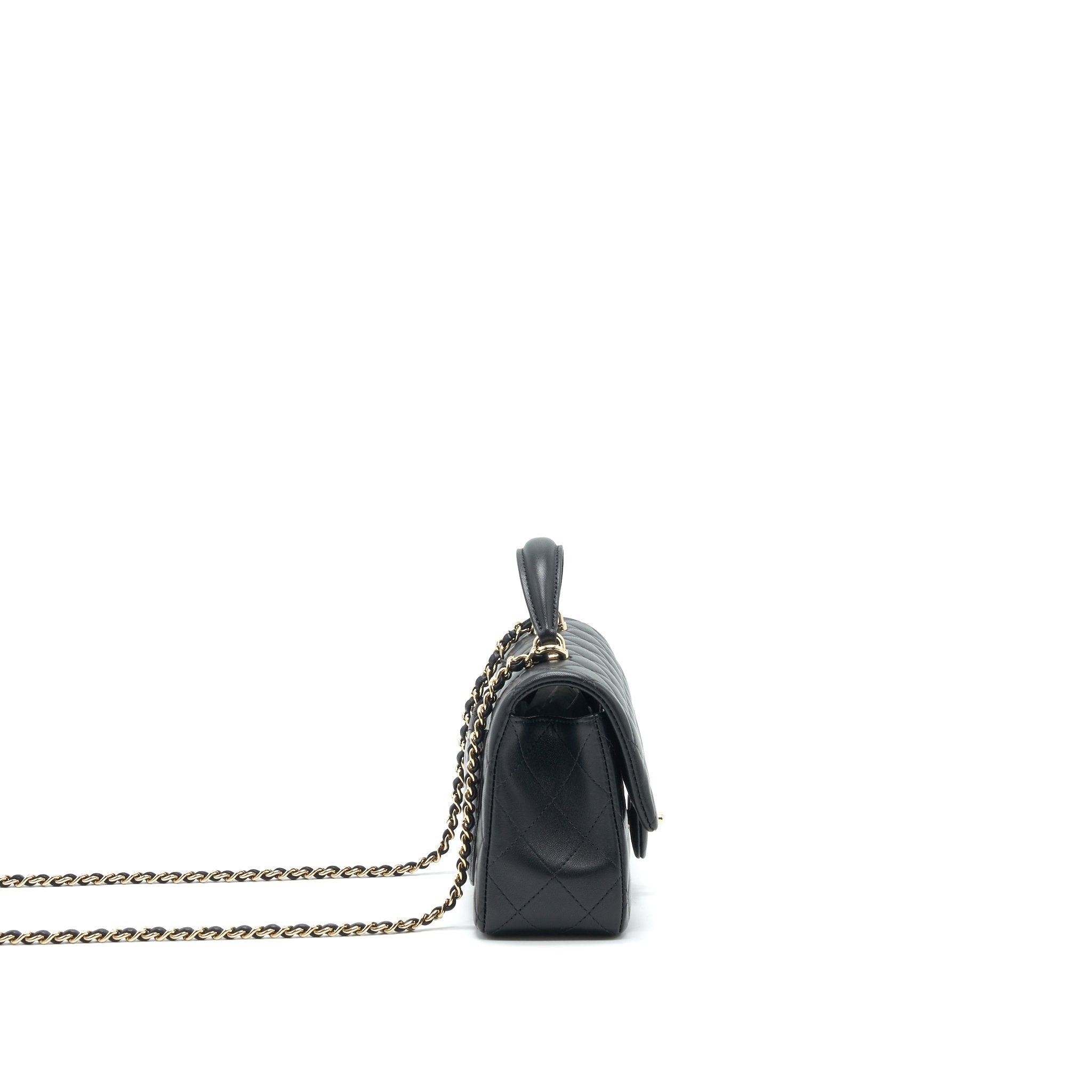 CHANEL 21K TOP HANDLE MINI RECTANGULAR FLAP BAG BLACK GHW