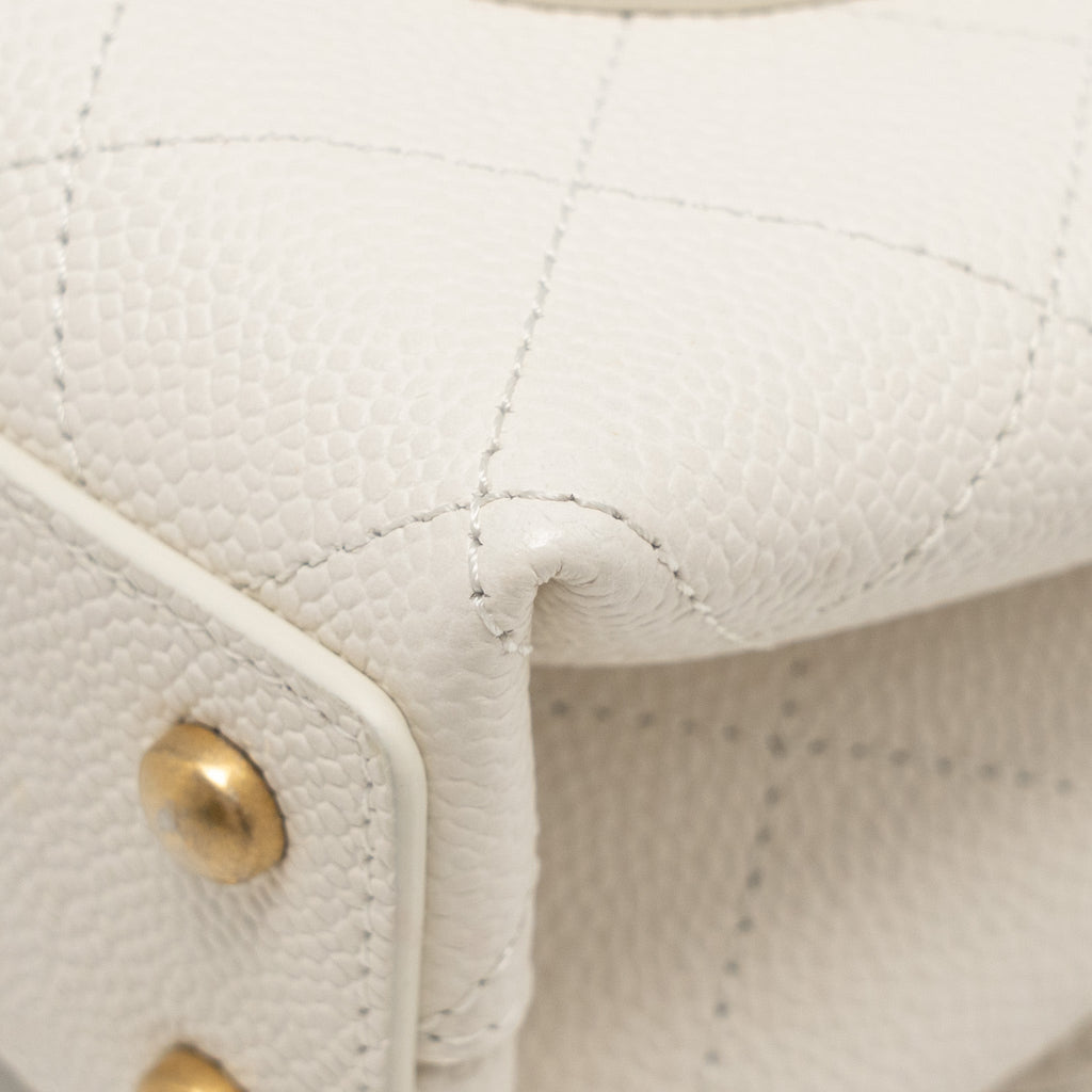 CHANEL CHIC AFFINITY TOP HANDLE FLAP BAG CAVIAR WHITE GHW