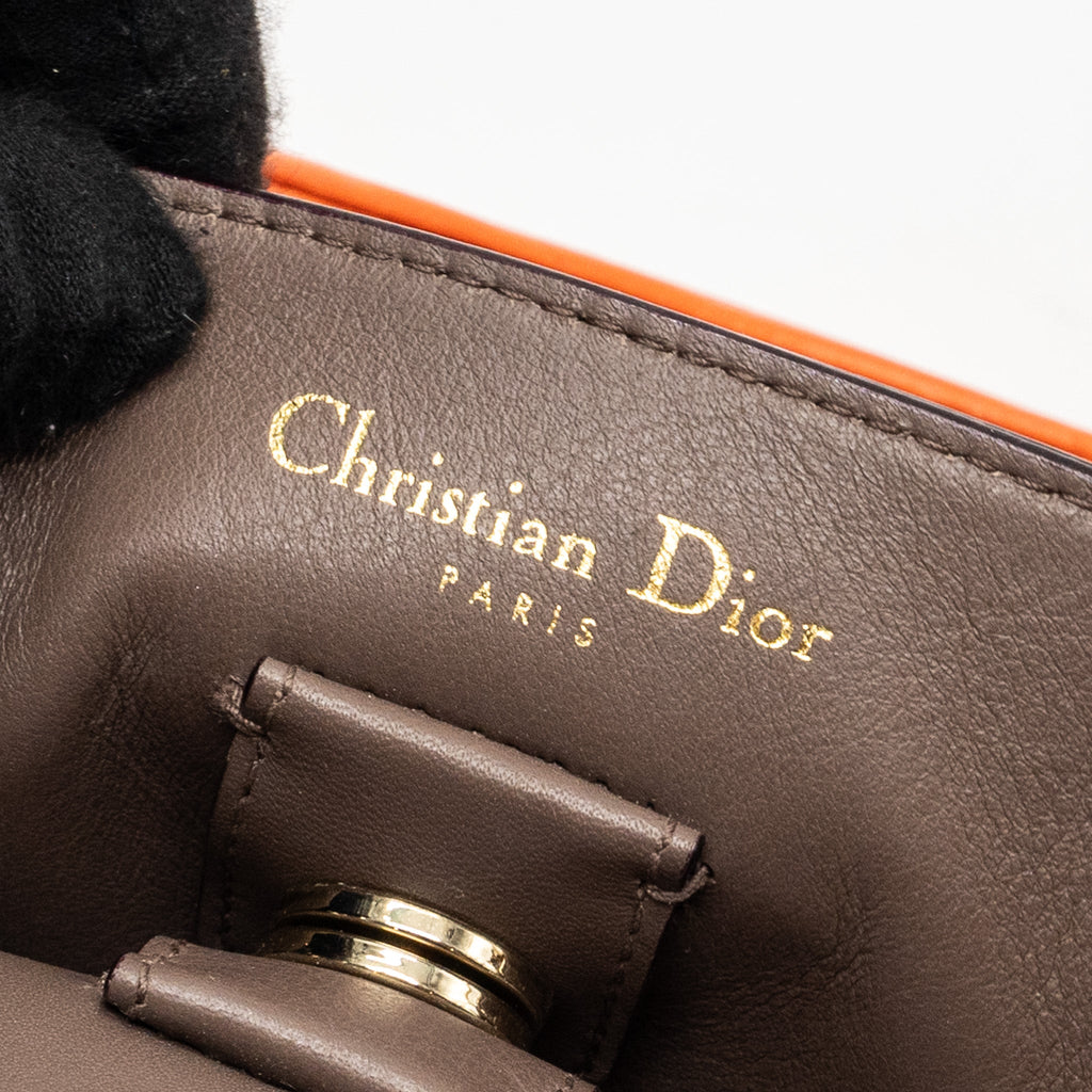DIOR LARGE DIORISSIMO TOTE BAG CALFSKIN MULTICOLOR ORANGE / BROWN GHW
