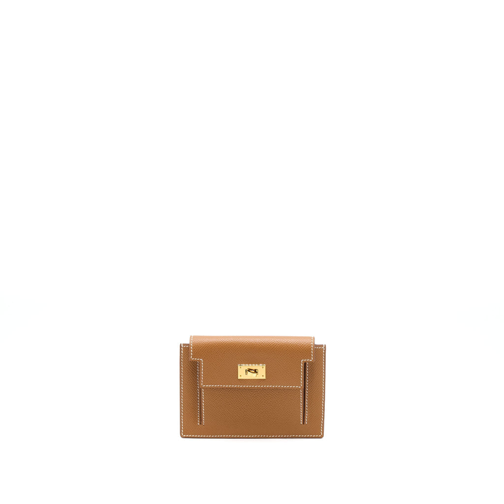 HERMES KELLY POCKET COMPACT EPSOM GOLD GHW